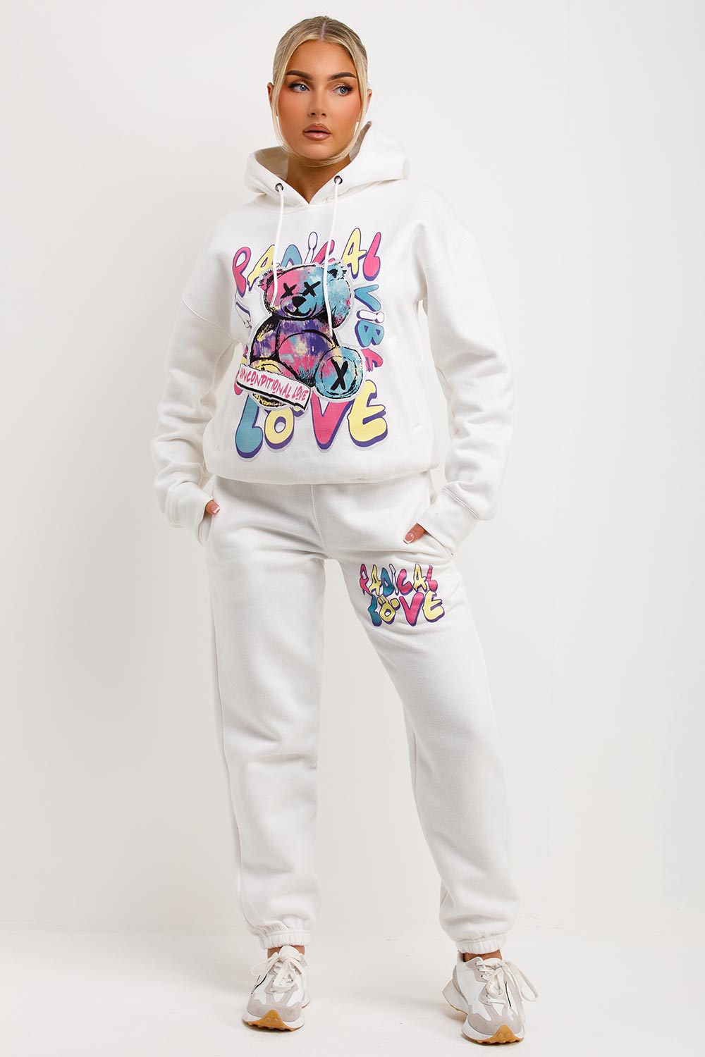 womens black tracksuit radical teddy graphic print