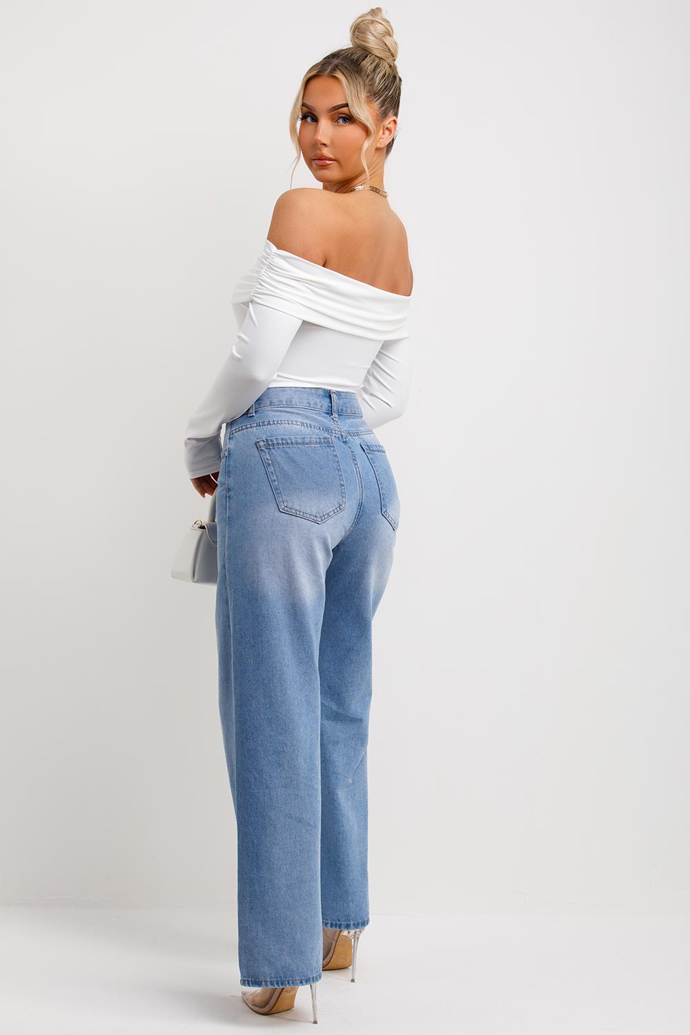 long sleeve off shoulder bodysuit top