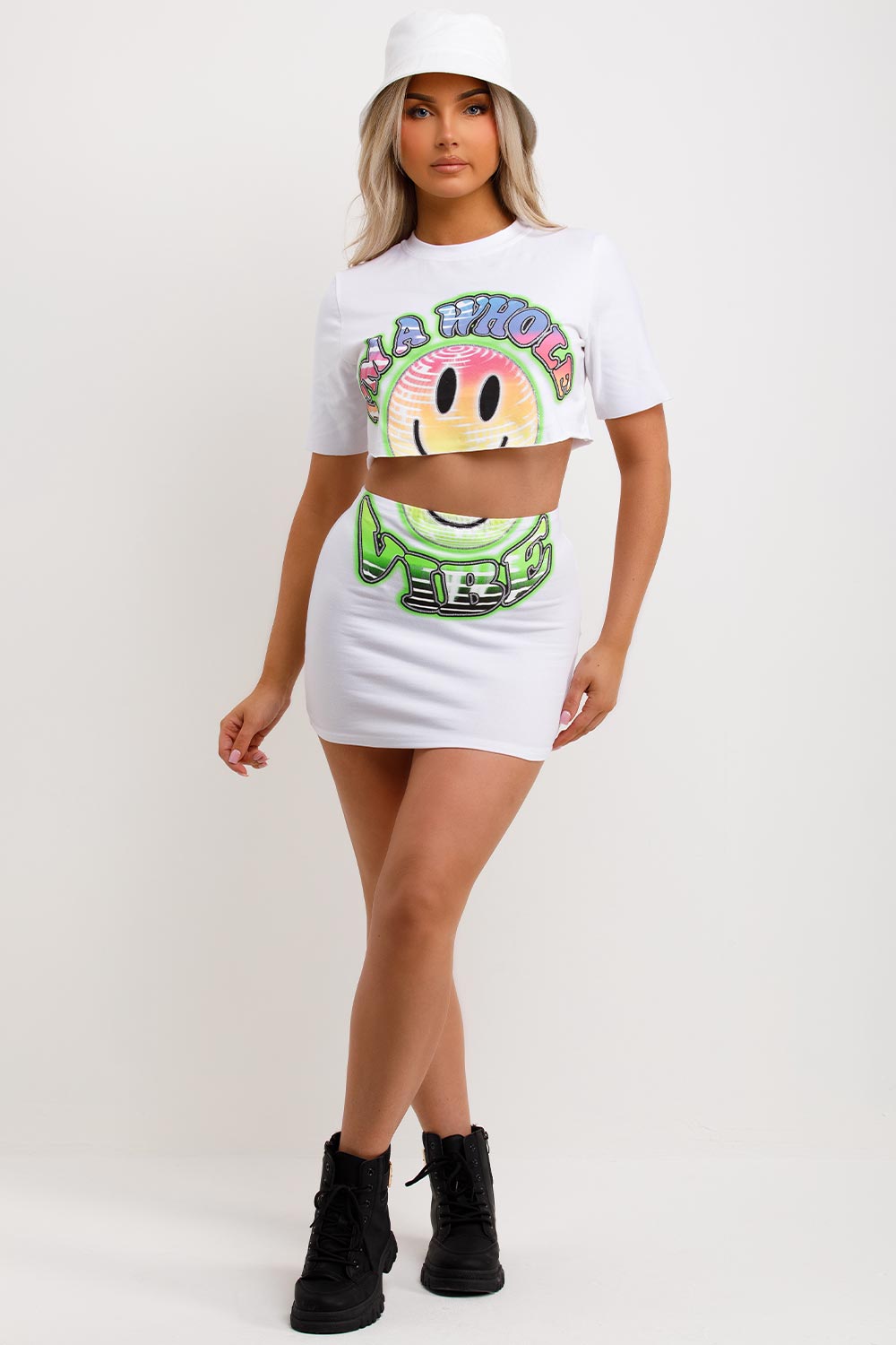 mini skirt and crop t shirt co ord set festival rave party outfit