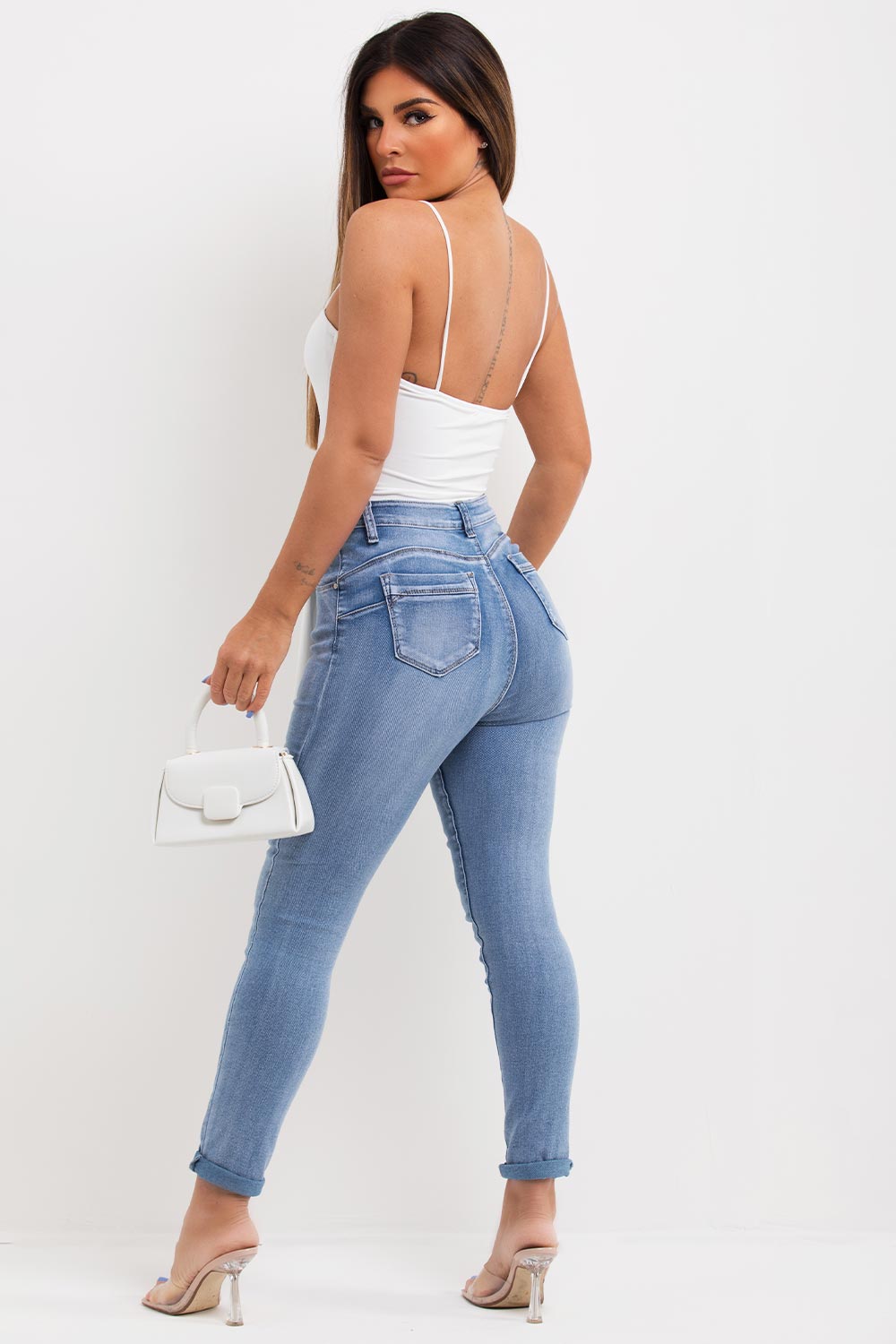 drape detail going out white bodysuit top