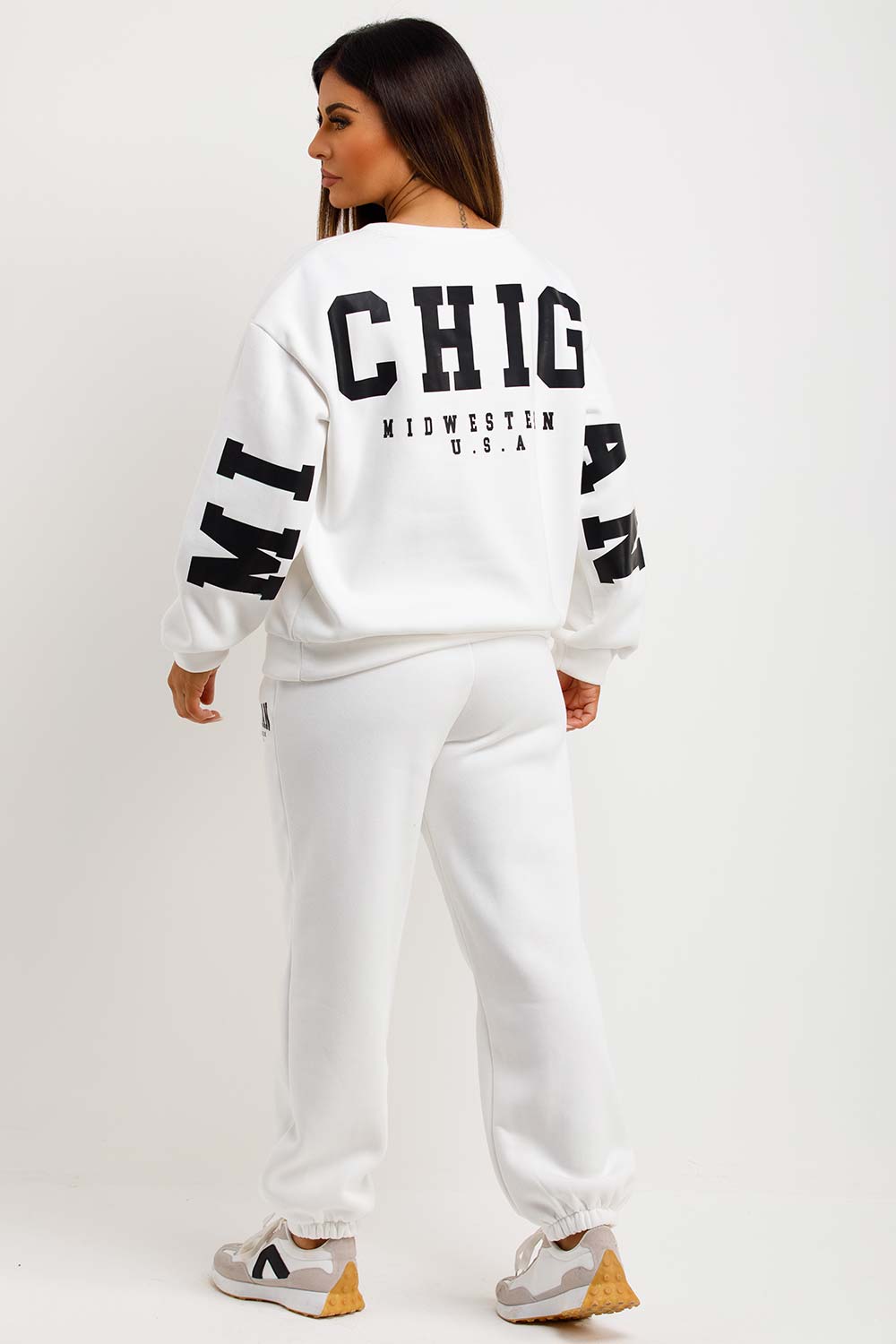 michigan slogan sweatshirt and joggers co ord set