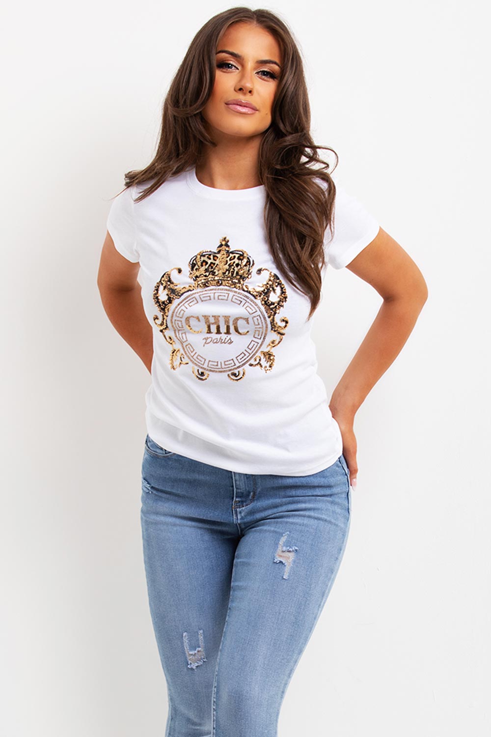 chic paris embellishment sparkly t shirt