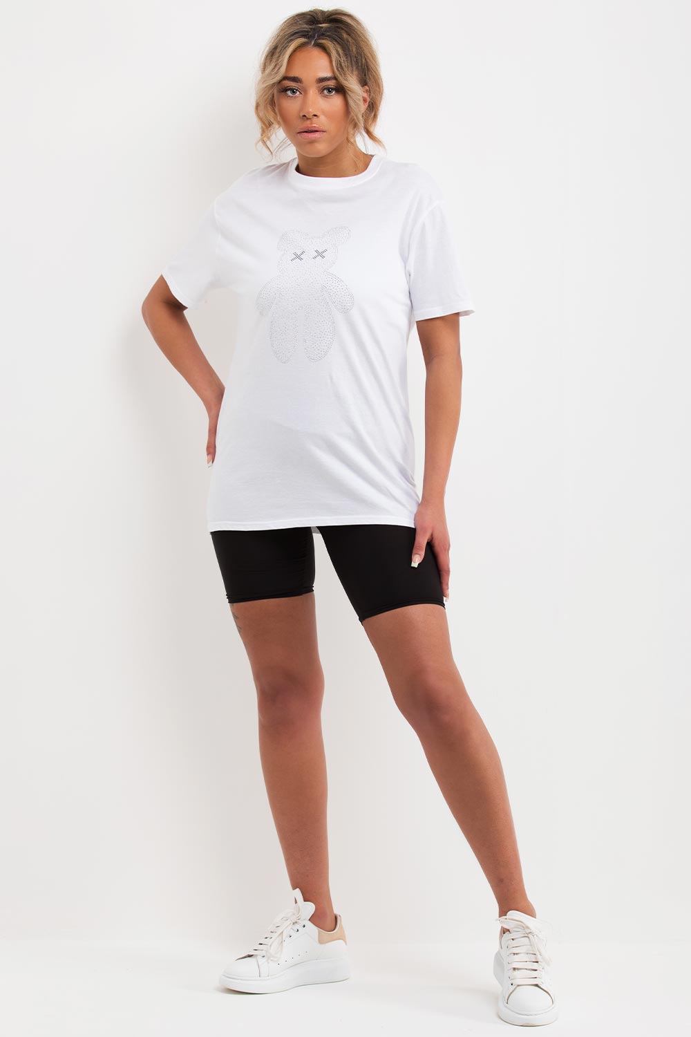 diamante teddy bear oversized t shirt womens