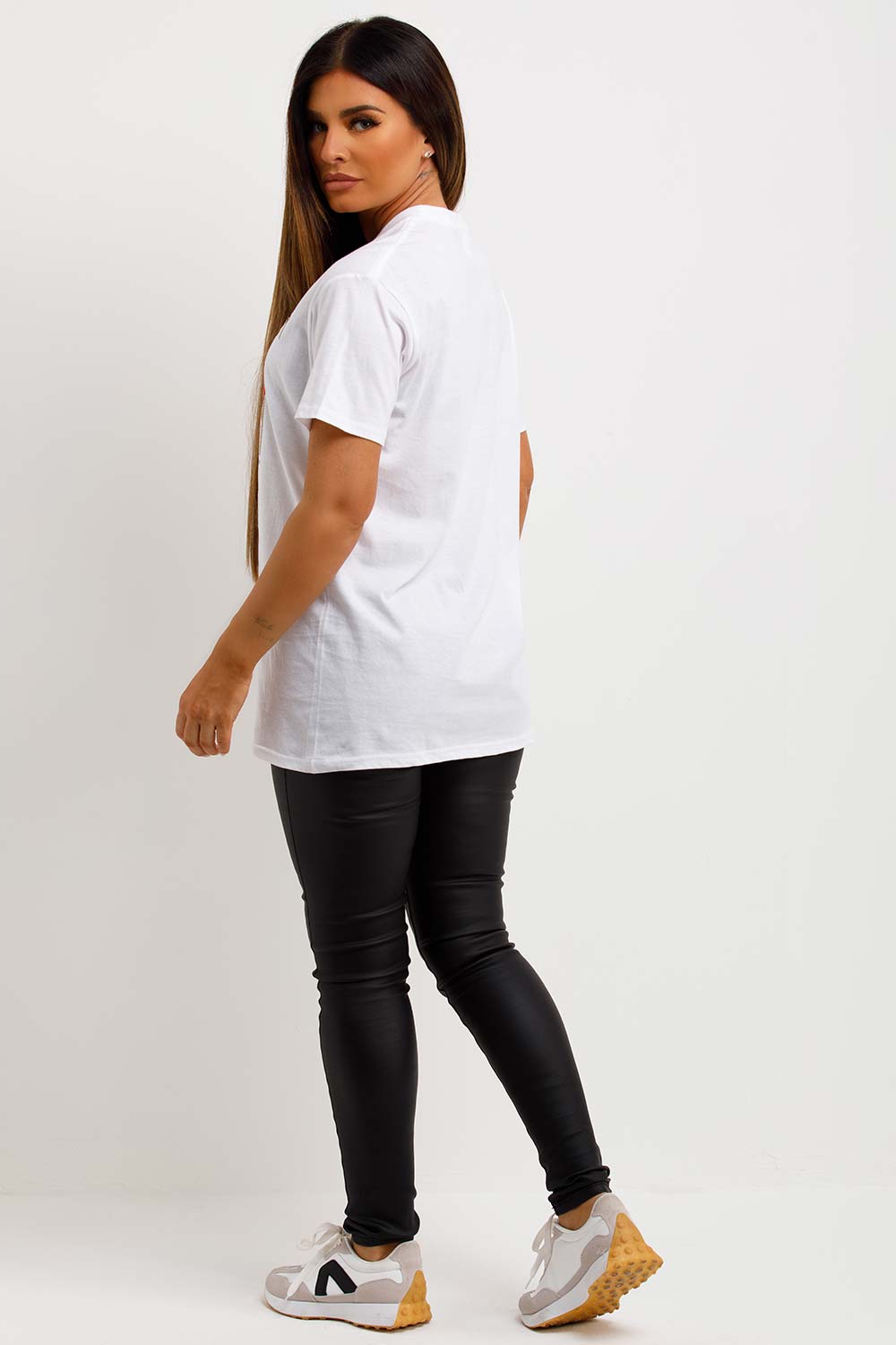 white t shirt with girls secret lips graphic