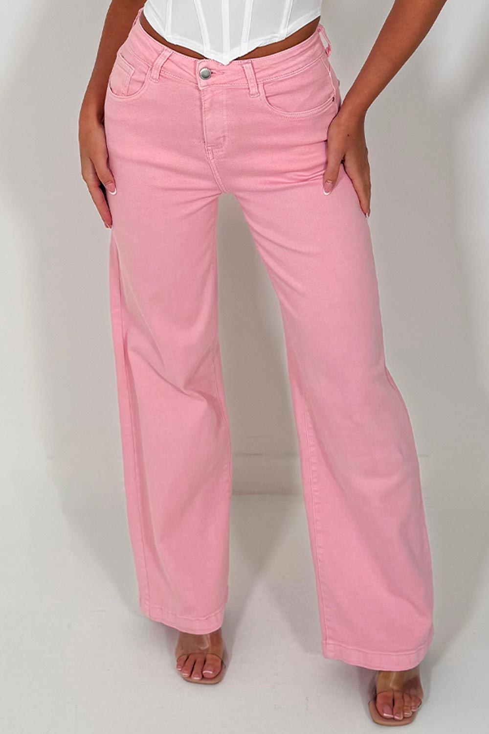 womens pink denim jeans zara uk