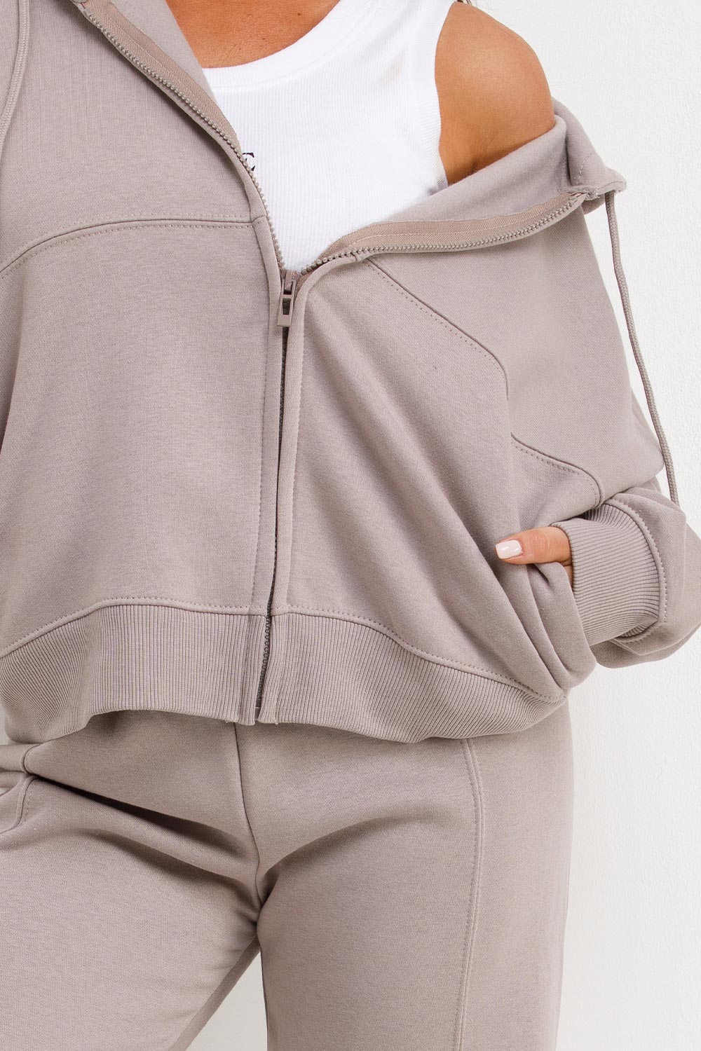 oversized zip through hoodie and wide leg joggers tracksuit co ord set zara womens