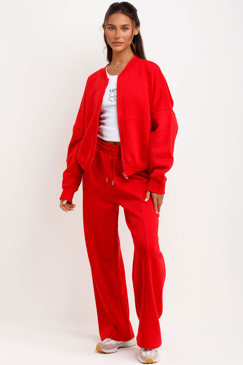 zara womens bomber sweatshirt and straight leg joggers lounge set tracksuit
