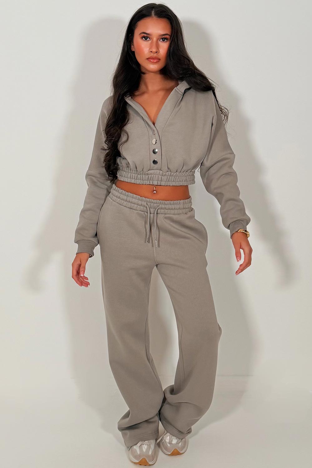 crop hoodie and joggers tracksuit set styledup