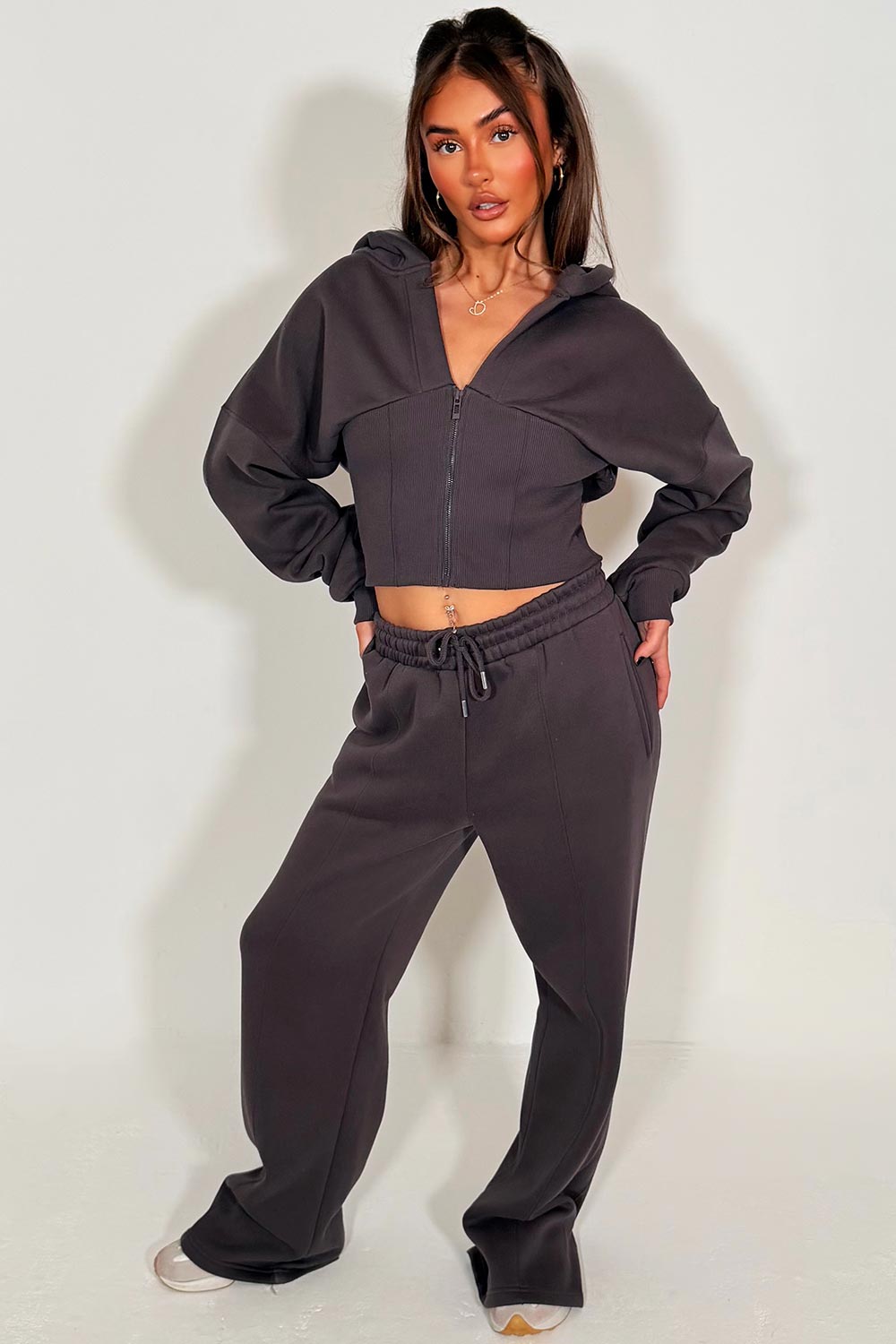 corset hoodie and joggers tracksuit co rod set for womens styledup