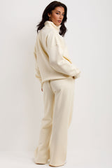 womens joggers and half zip sweatshirt loungewear co ord airport outfit