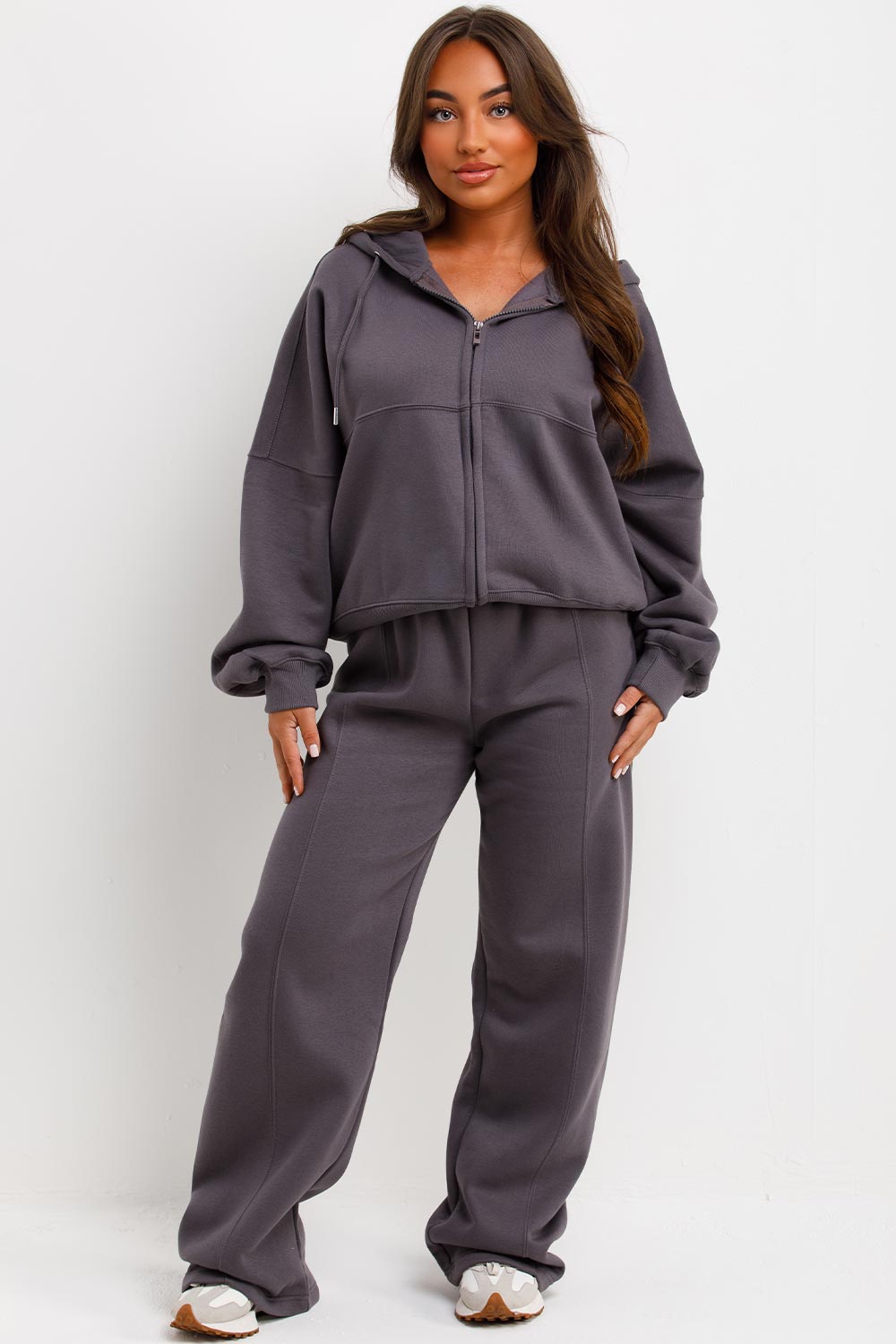zara womens bomber sweatshirt with hood and wide leg joggers tracksuit set loungewear