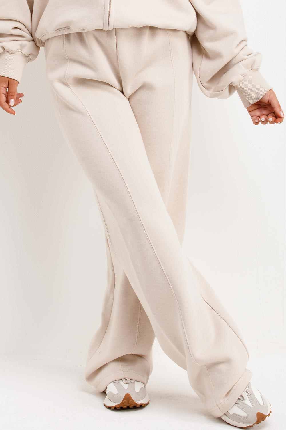 zara womens tracksuit hooded sweatshirt with zip and wide leg trouser jogger set maebe loungewear