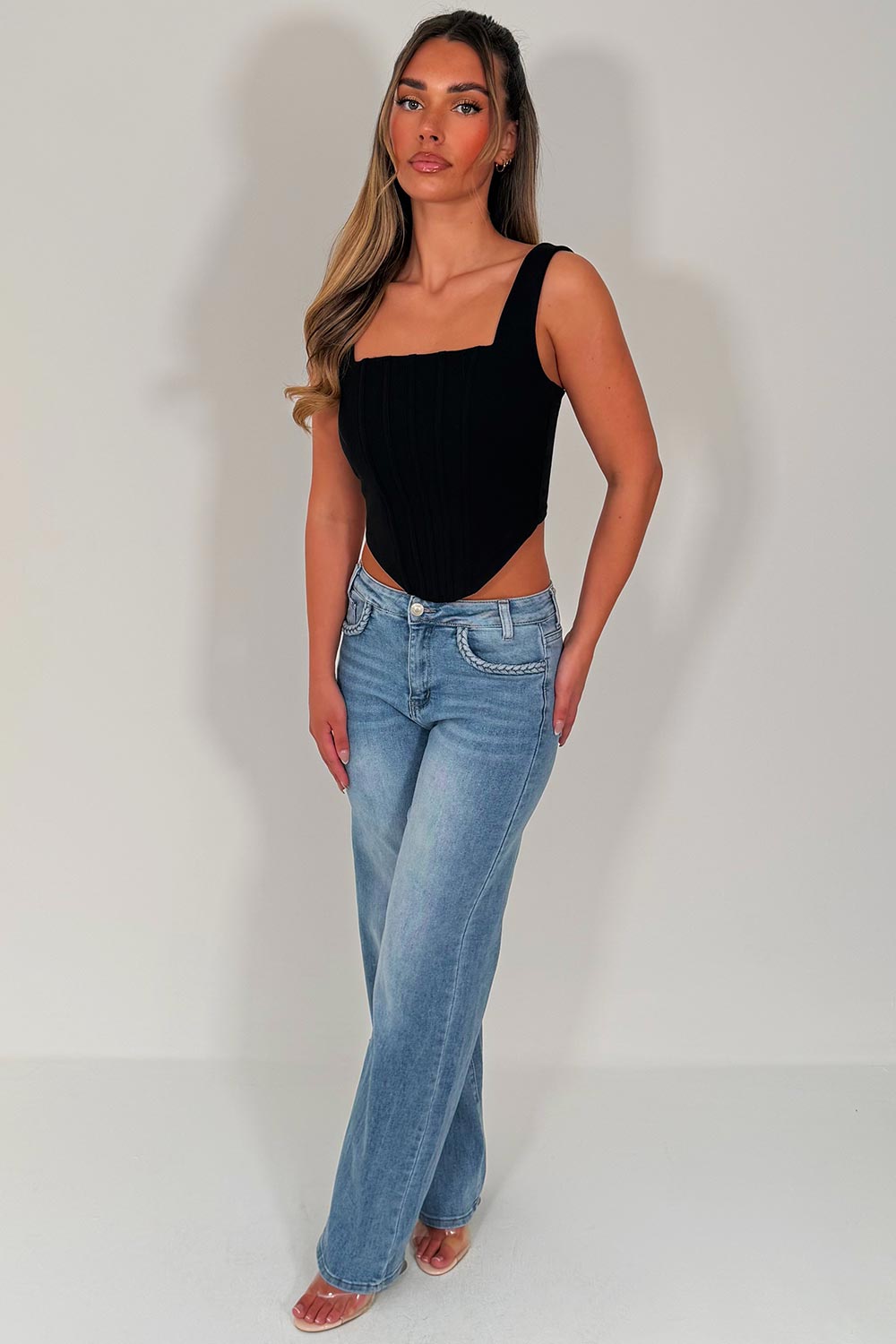 womens wide leg stretchy jeans sale uk