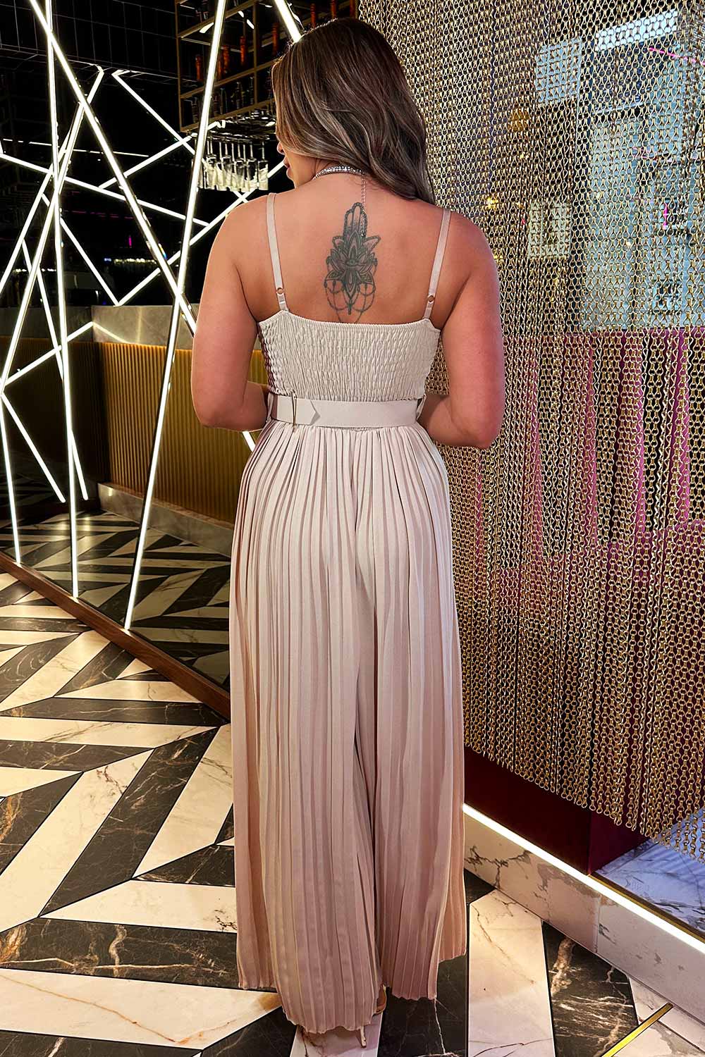 wide leg occasion jumpsuit with belt