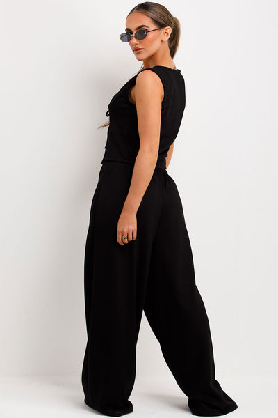 Vanilla Tie Front Top and Wide Leg Pants Set