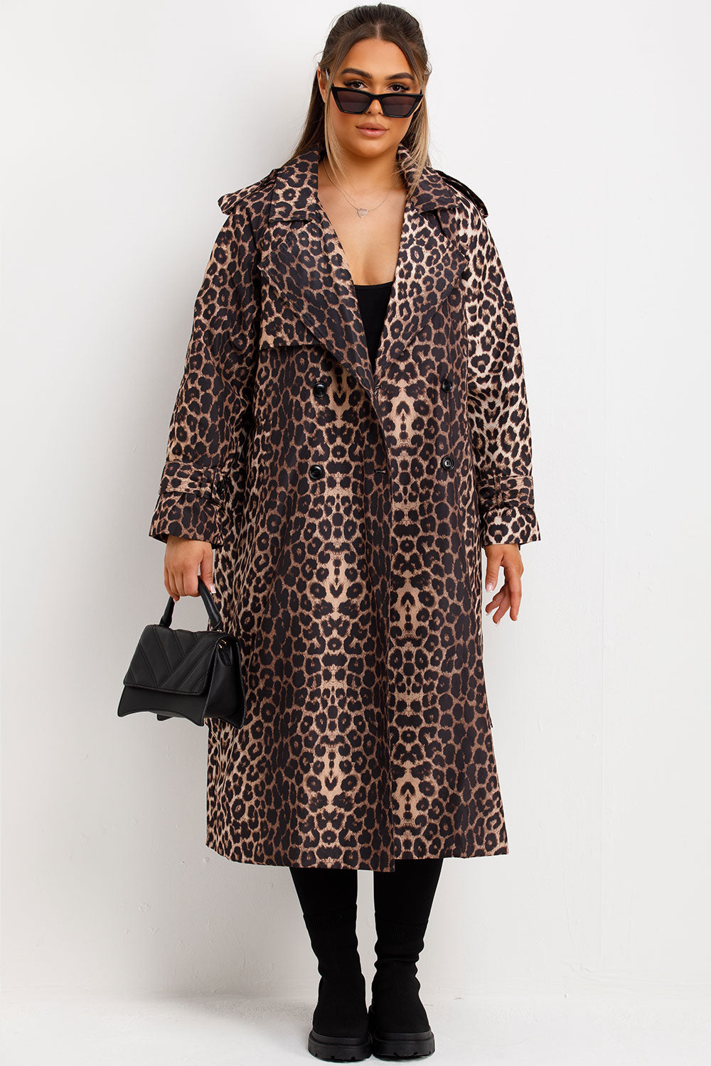 womens long leopard print coat uk
