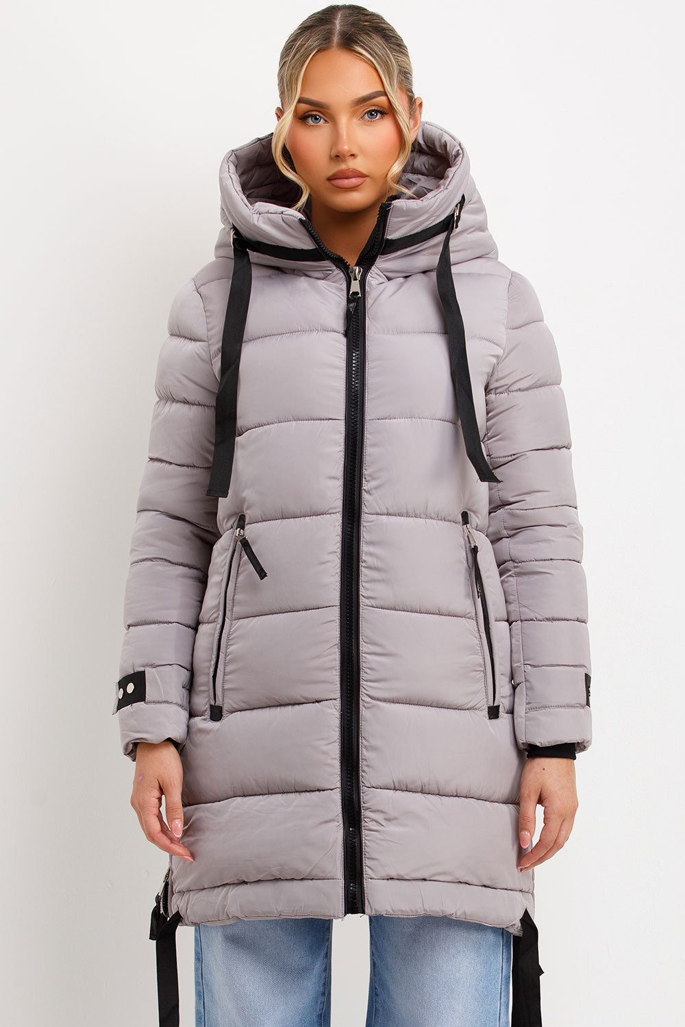 womens long warm coat for winter with hood