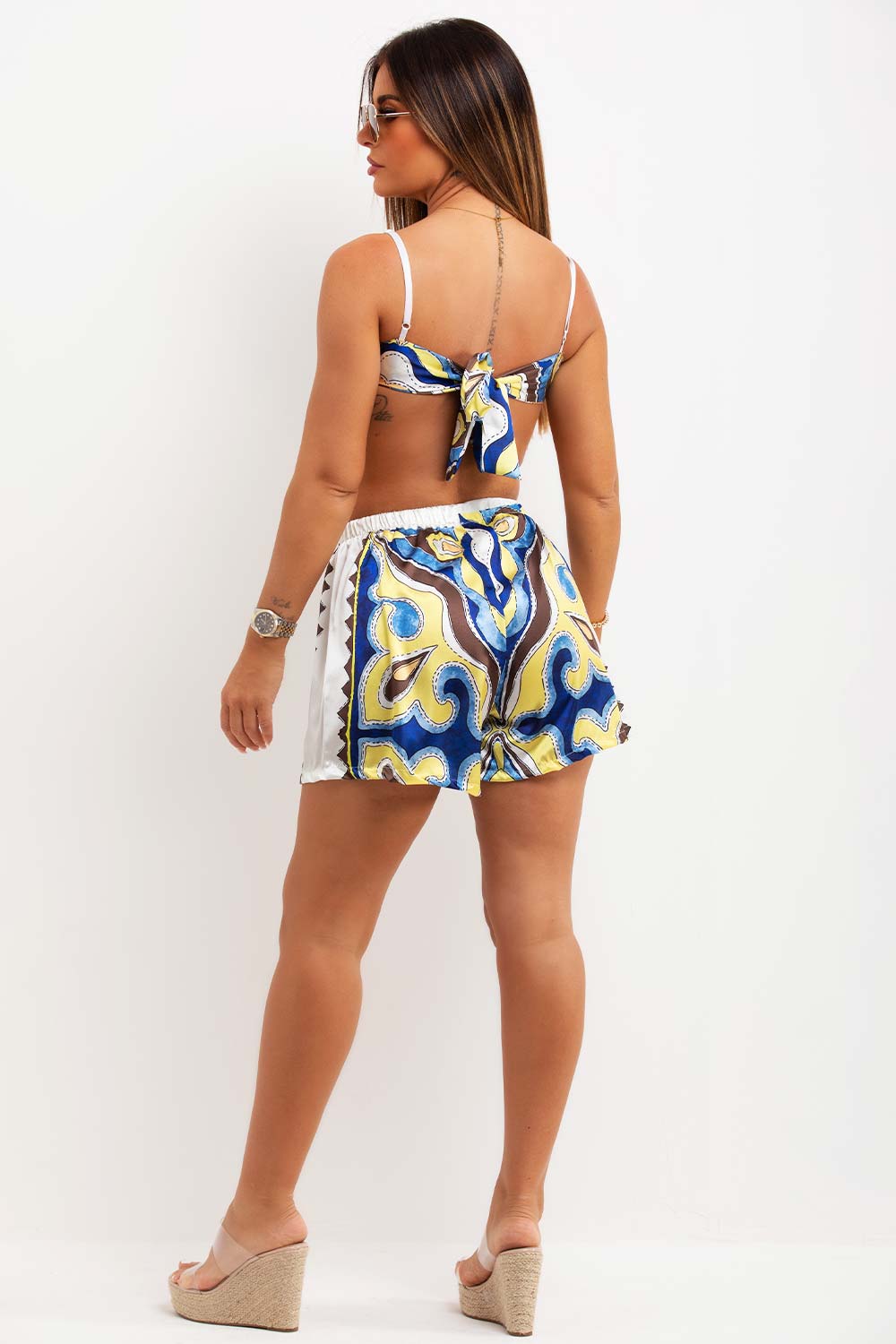 scarf print silk co ord set