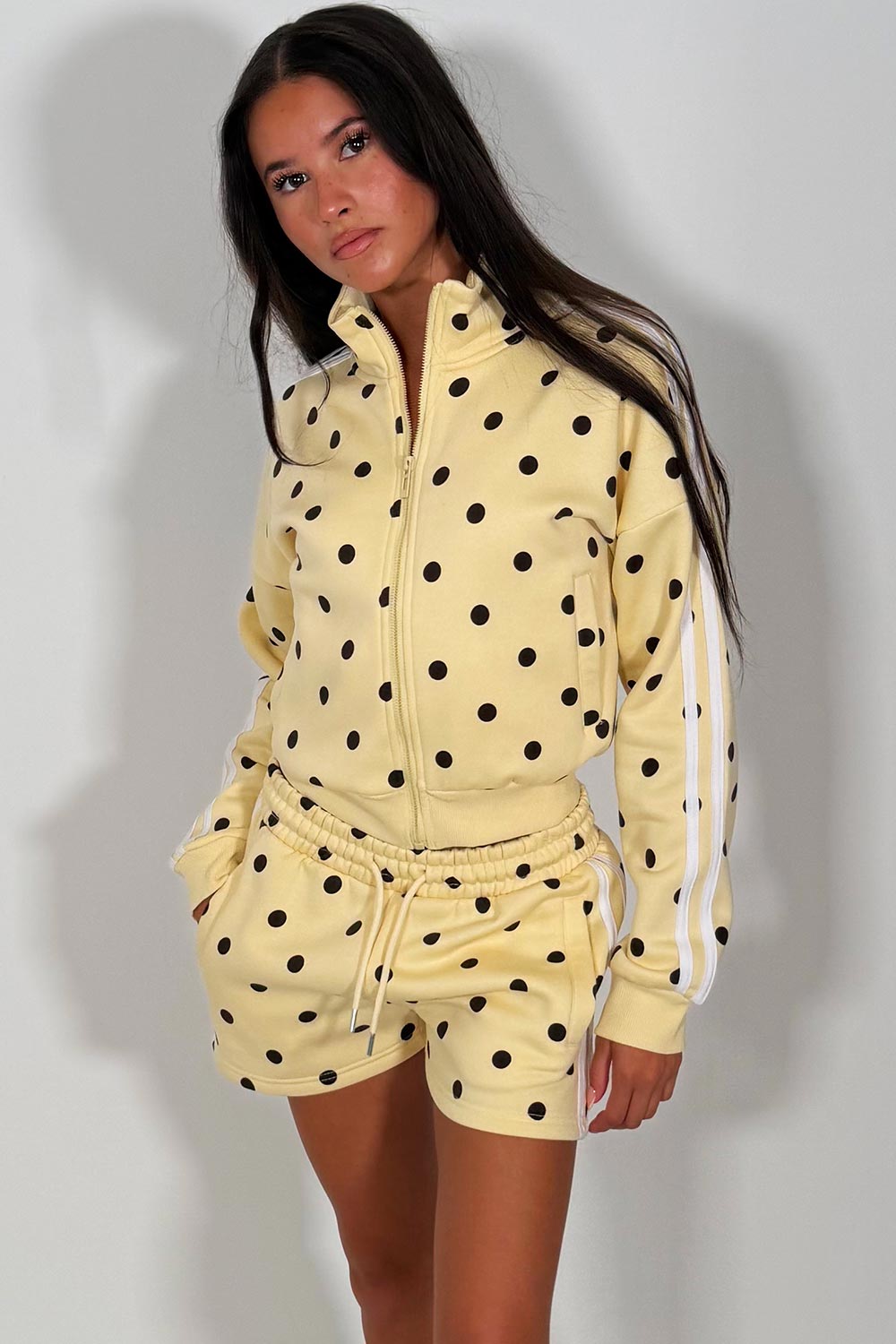 yellow short tracksuit airport outfit styledup uk