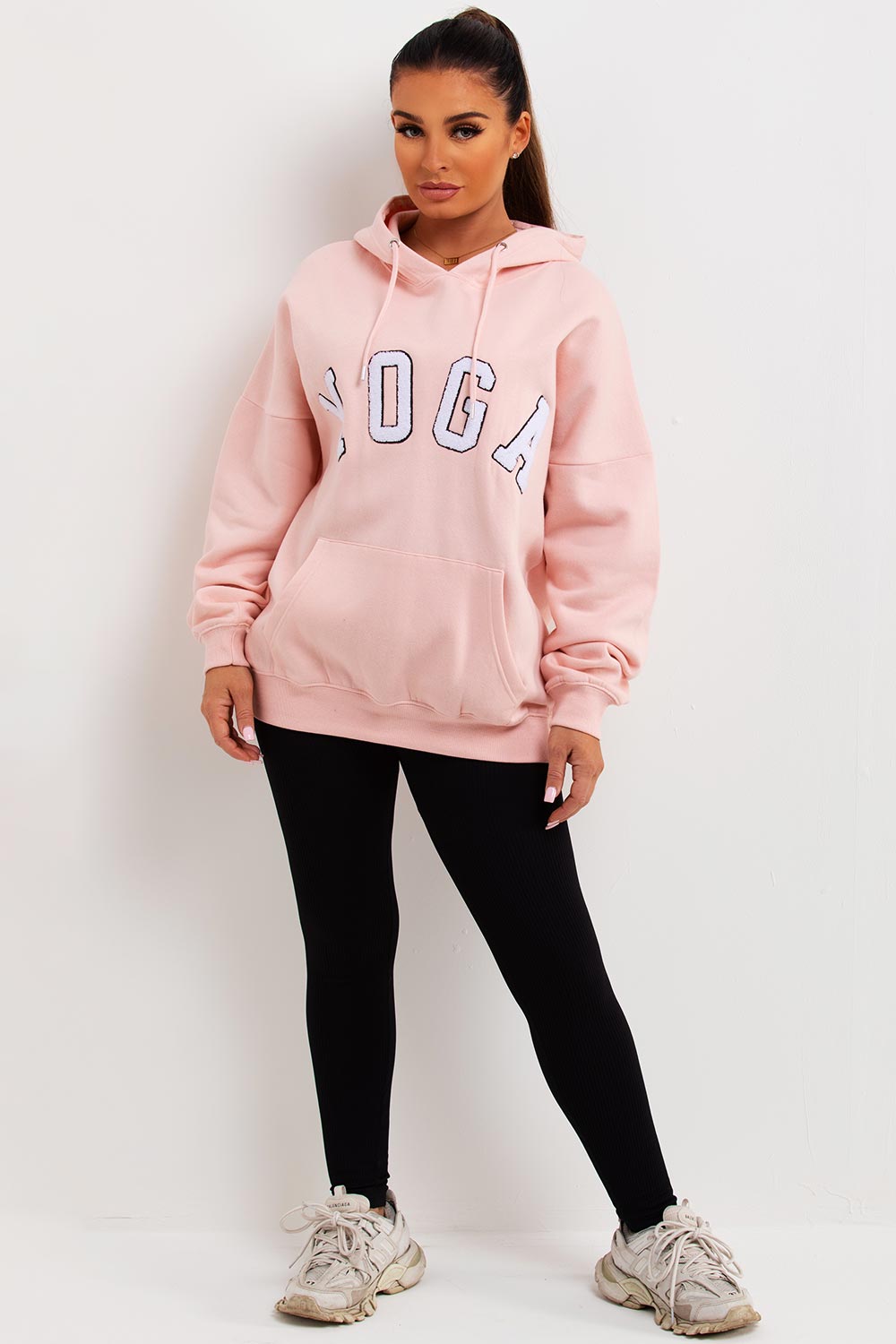womens oversized hooded sweatshirt with yoga towelling