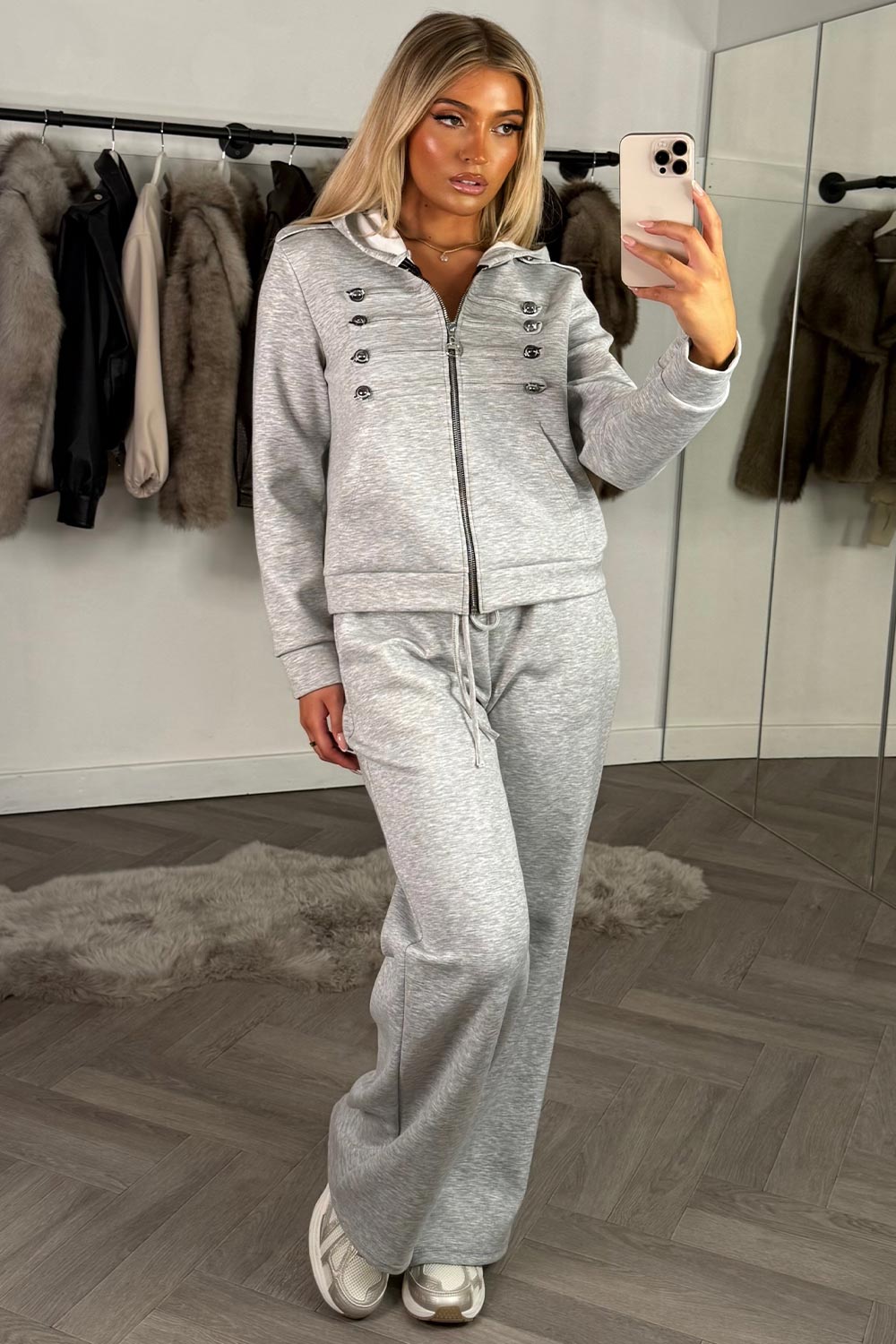 womens grey tracksuit lounge set styledup uk