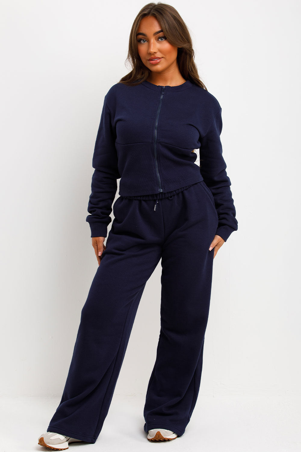 womens joggers and compressed waist crop sweatshirt top tracksuit co ord airport outfit styledup