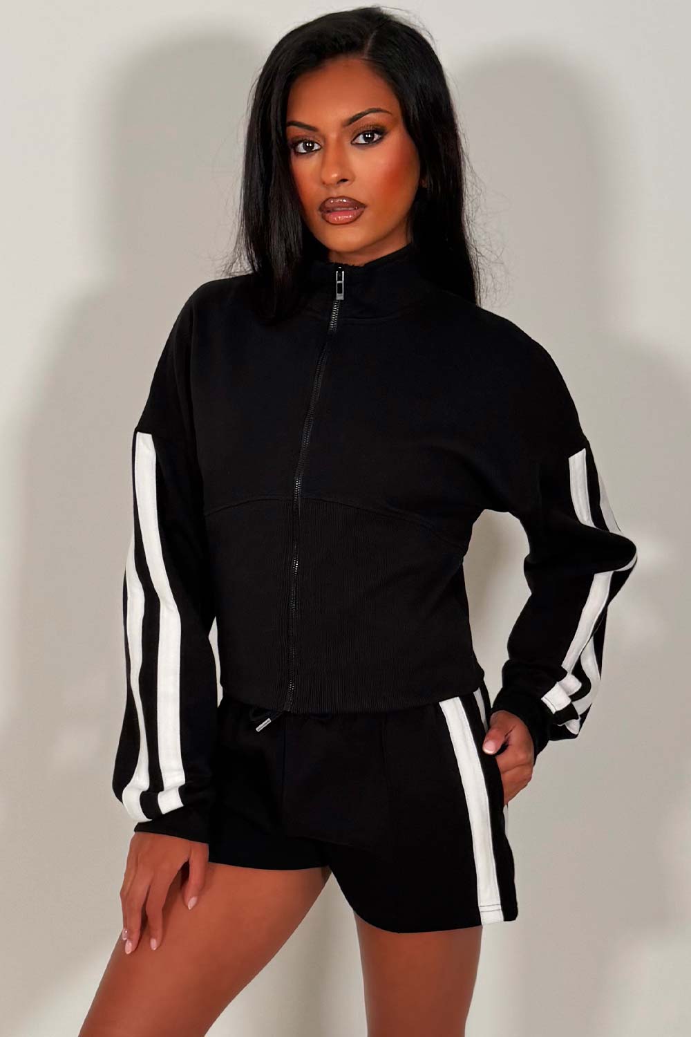 short summer tracksuit womens airport travel outfit for holidays styledup whitefox