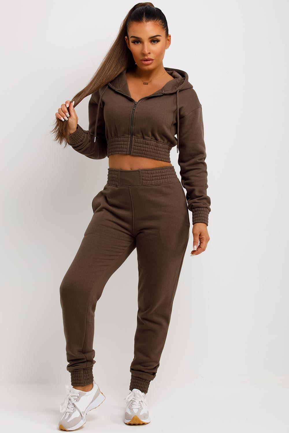 womens tracksuit with zip front and joggers co ord set