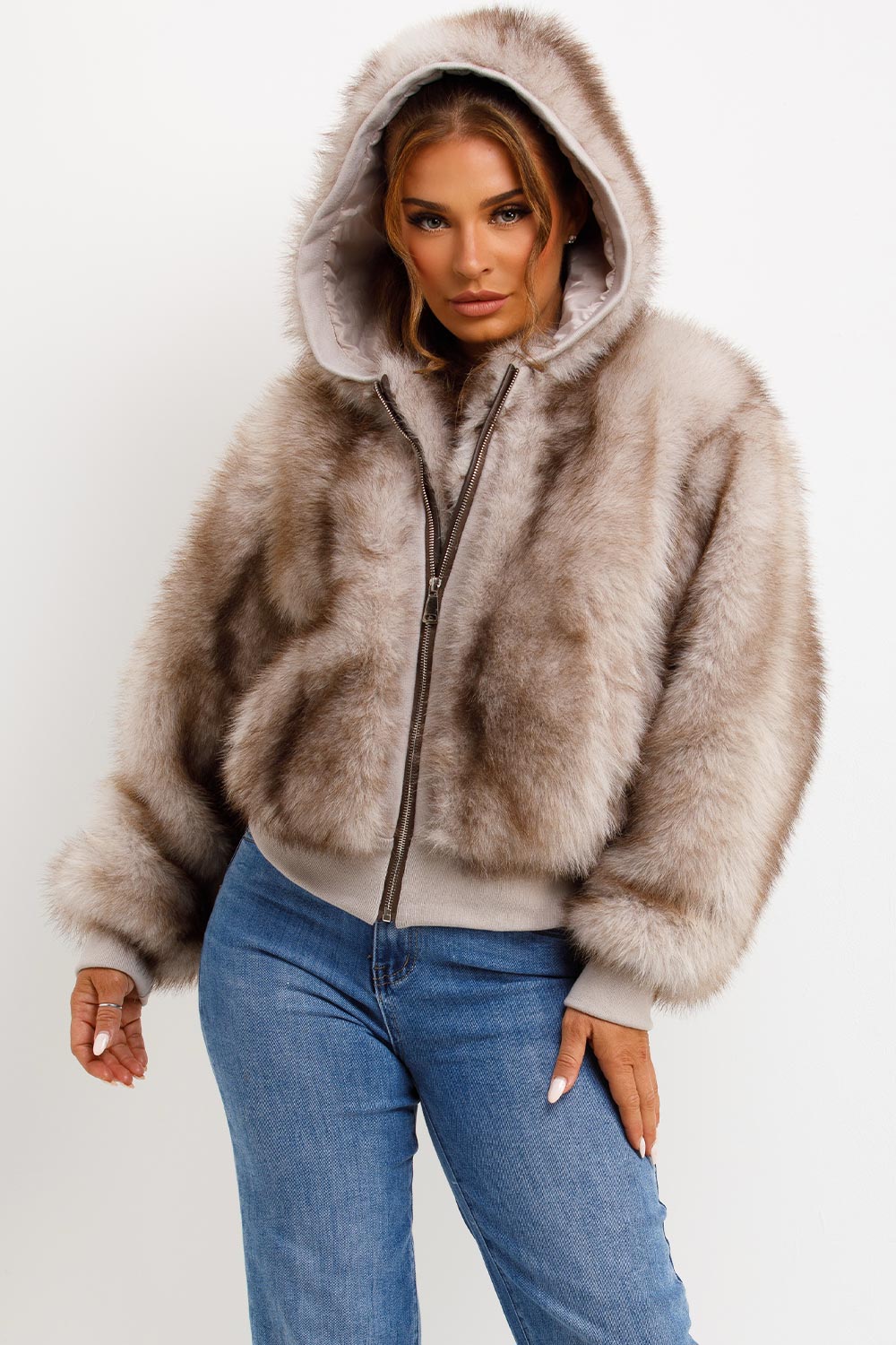womens chinchilla fur coat with hood styledup