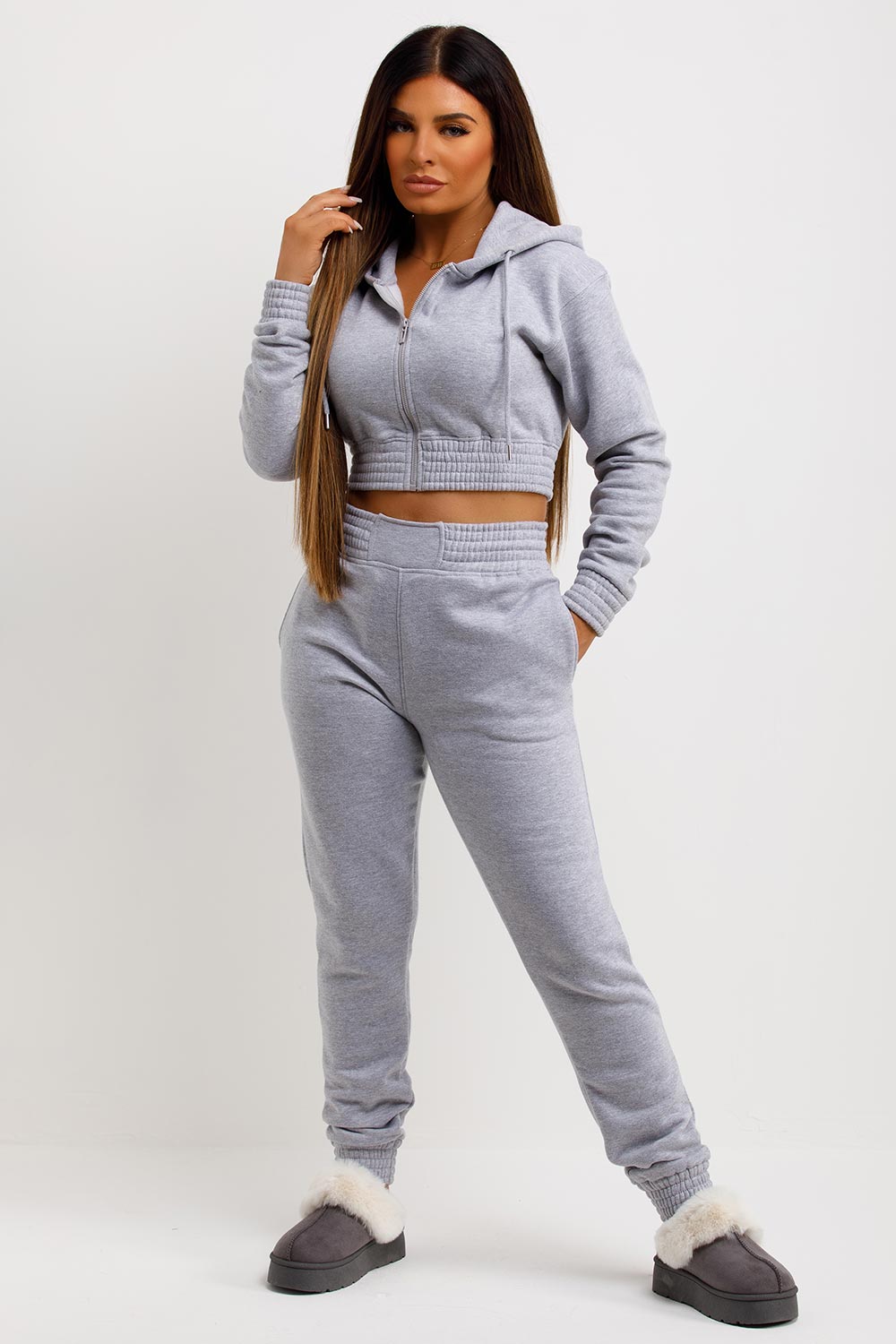 womens tracksuit with zip front and joggers co ord