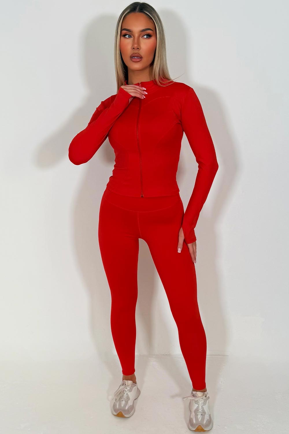 womens lululemon zip up jacket and leggings two piece co ord set activewear