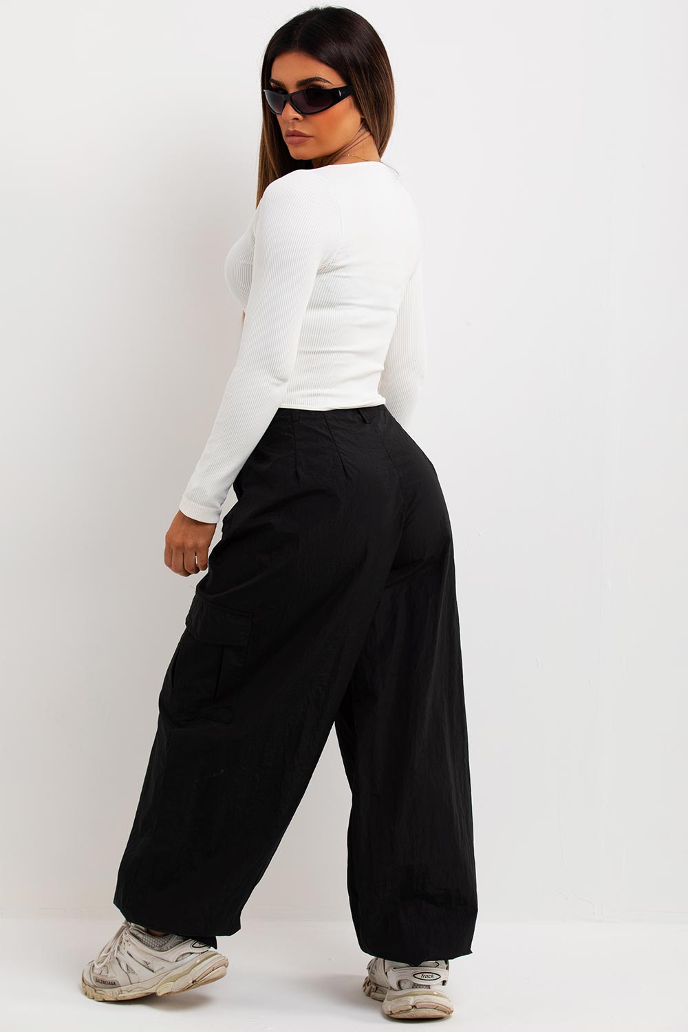 ribbed double zip long sleeve dip hem top pretty little things tops sale