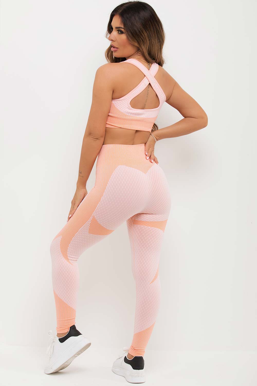 3 piece co ord gym set peach