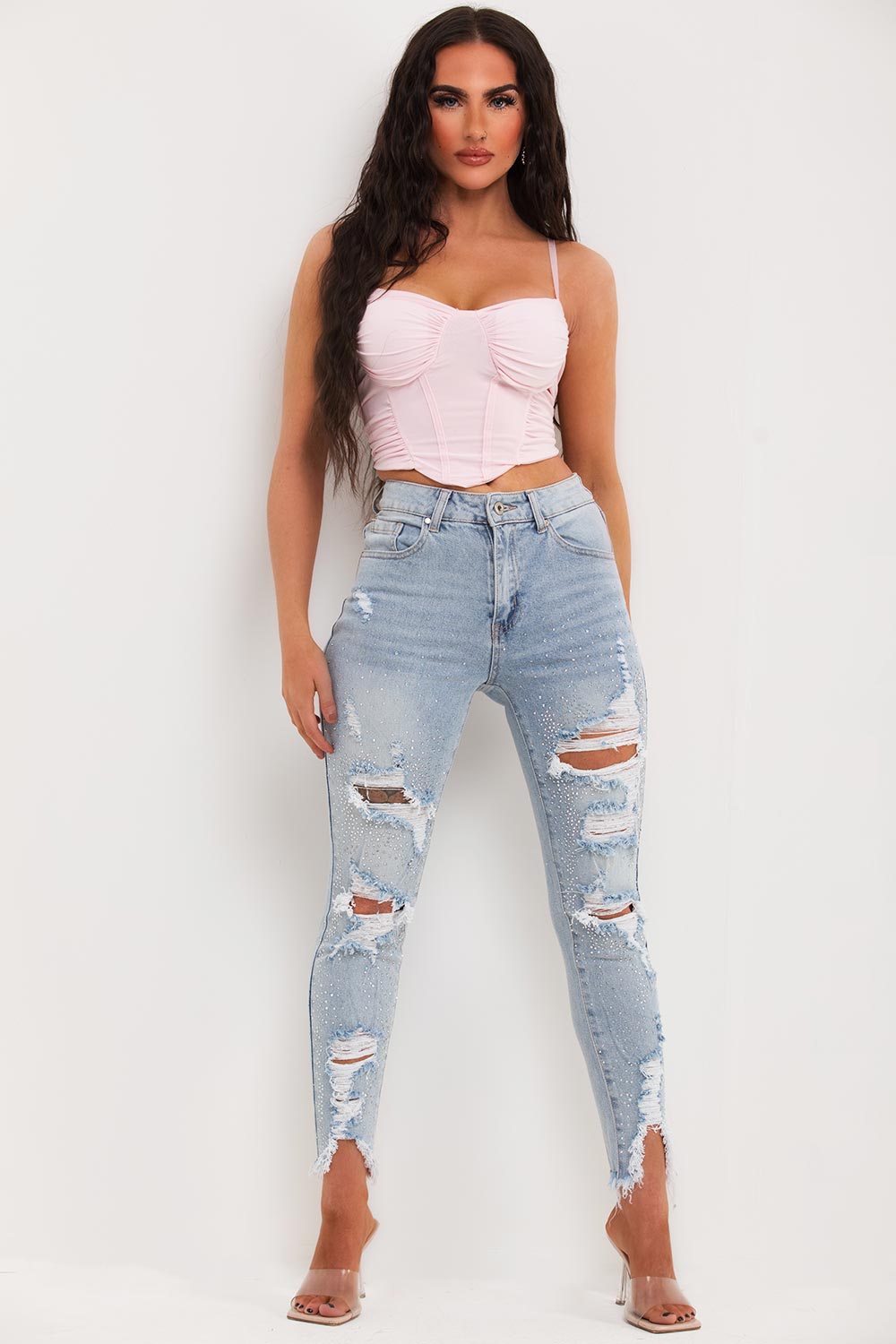 pink bustier crop top uk