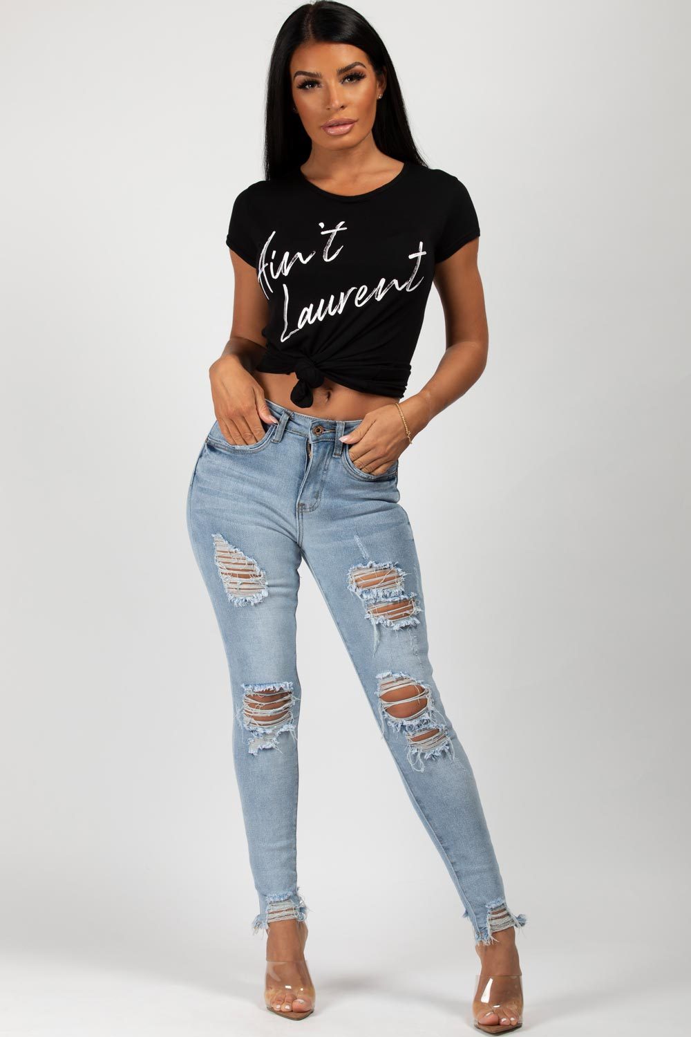 black saint laurent inspired top