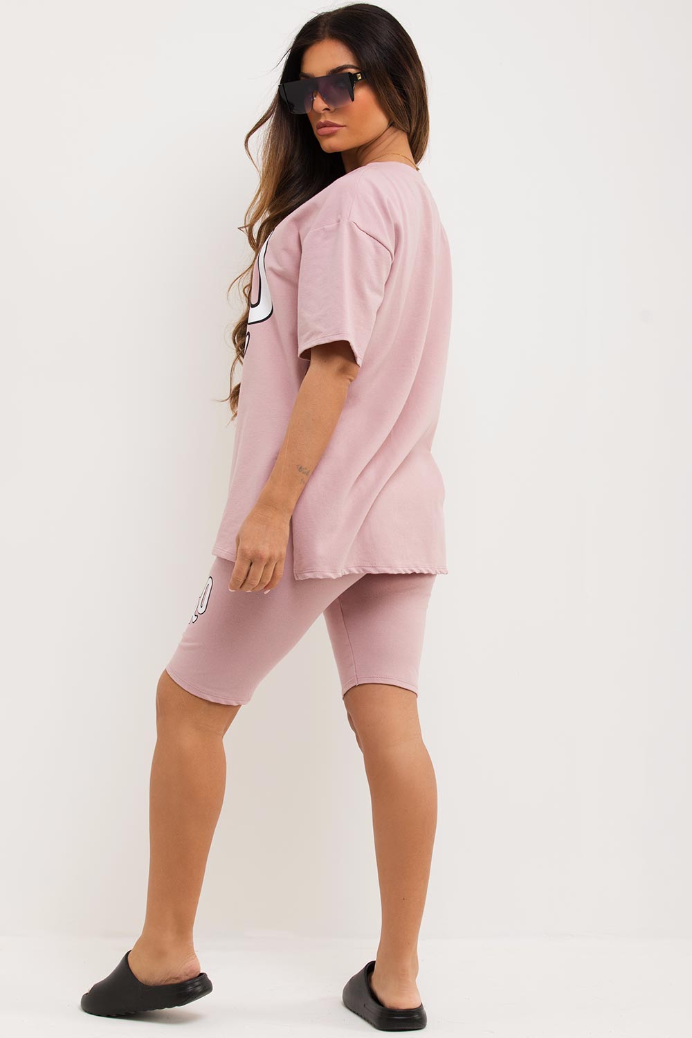 amour print t shirt and cycling shorts co ord