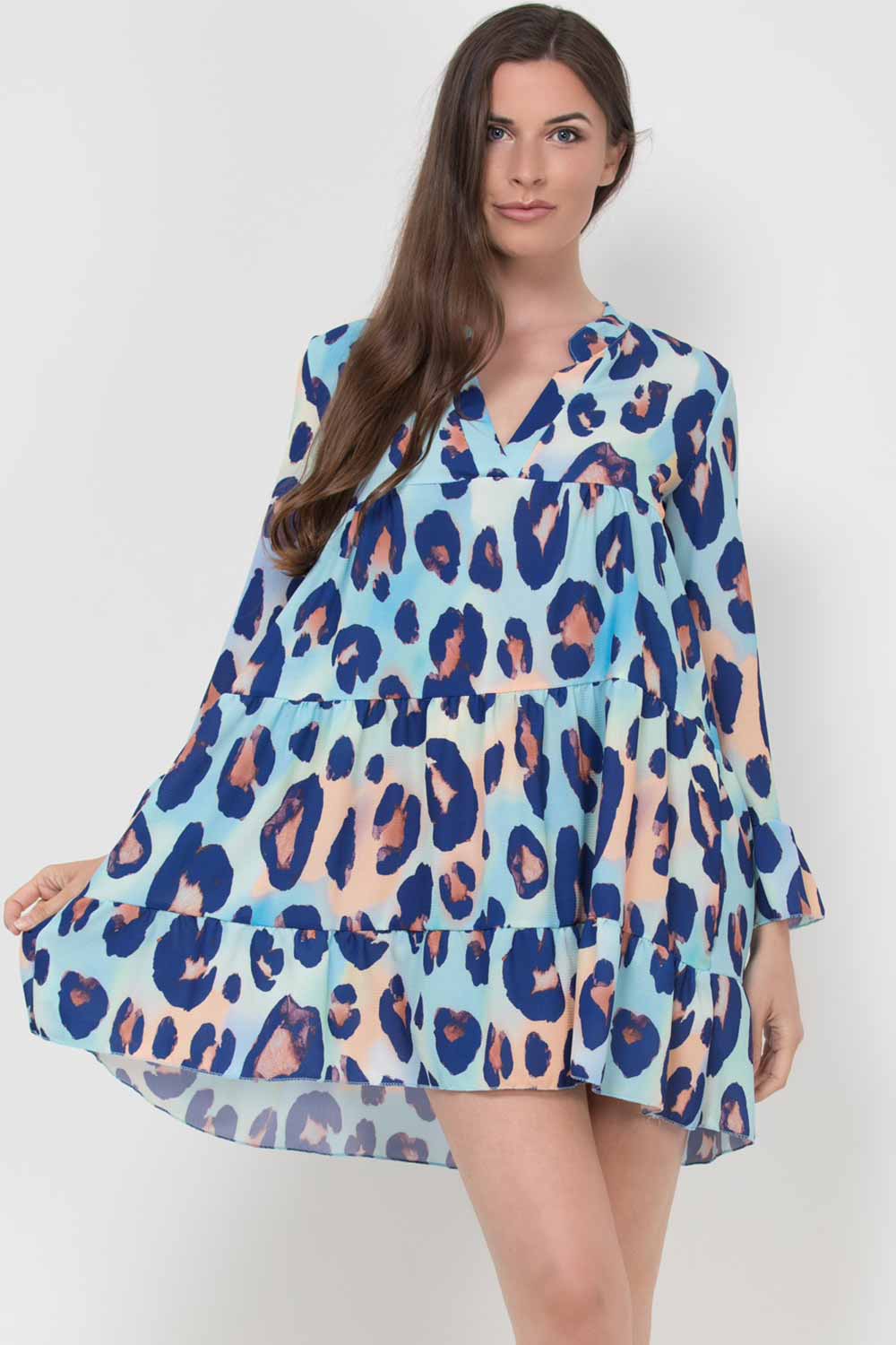 leopard print smock dress