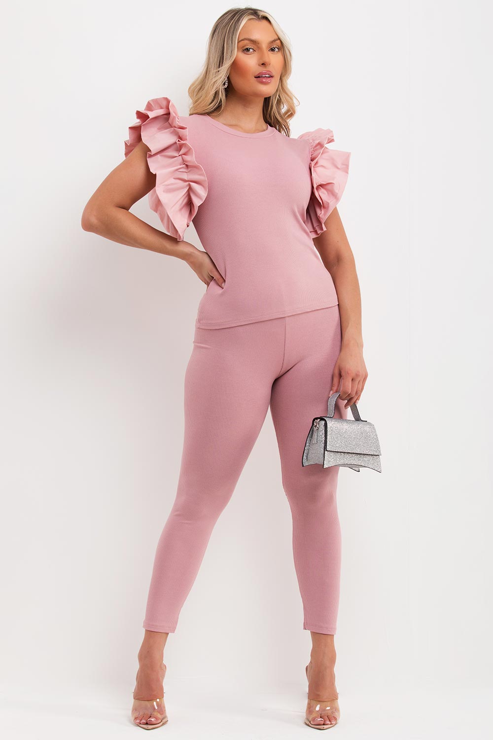 co ord set with ruffle frill sleeve detail