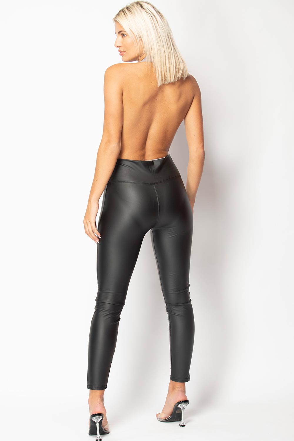 grey v neck bodysuit