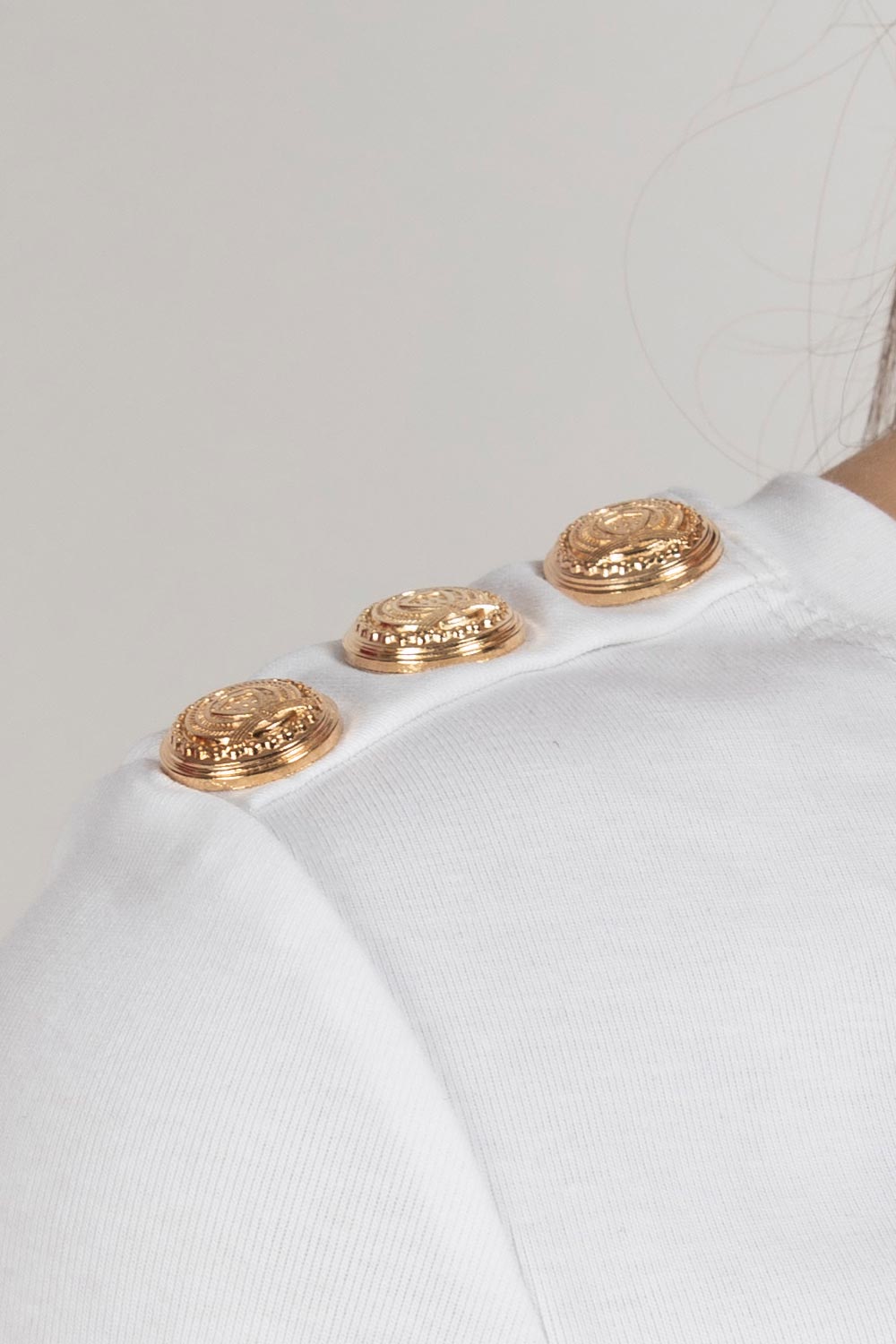 gold button detail t shirt