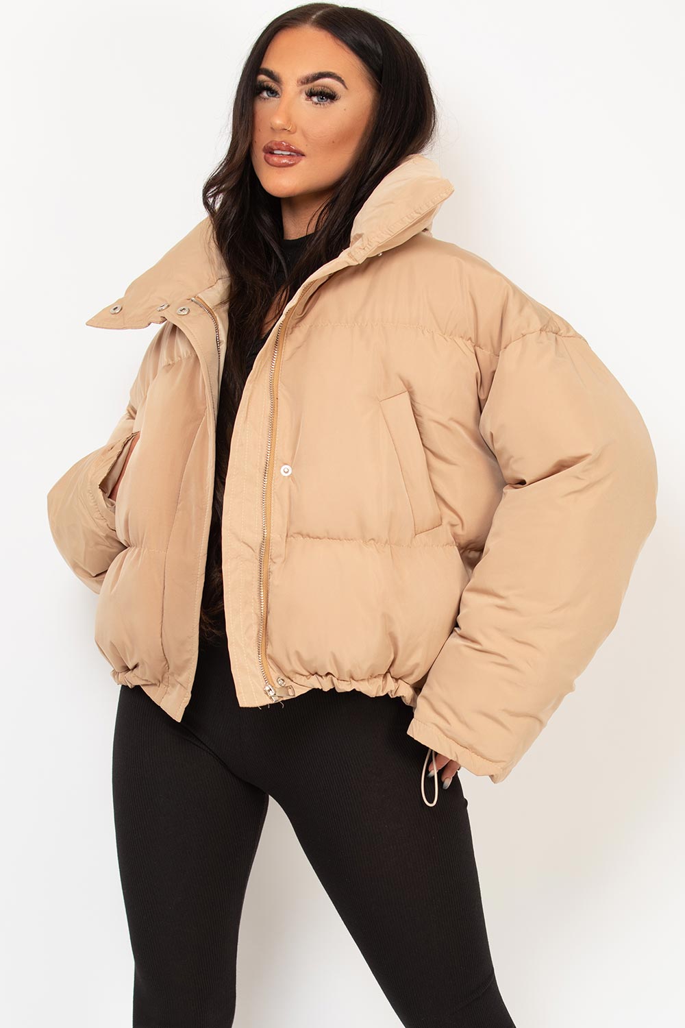beige puffer jacket womens
