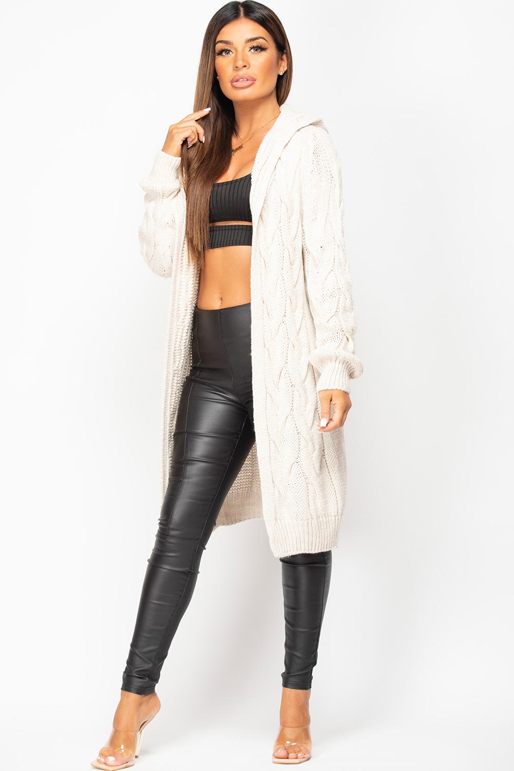 stone longline cardigan
