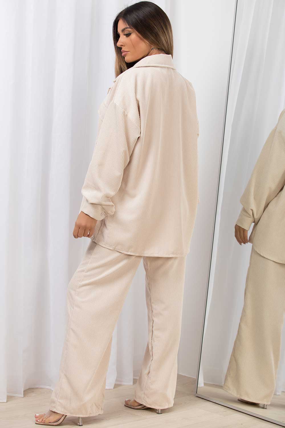 corduroy jacket and trousers two piece set womens