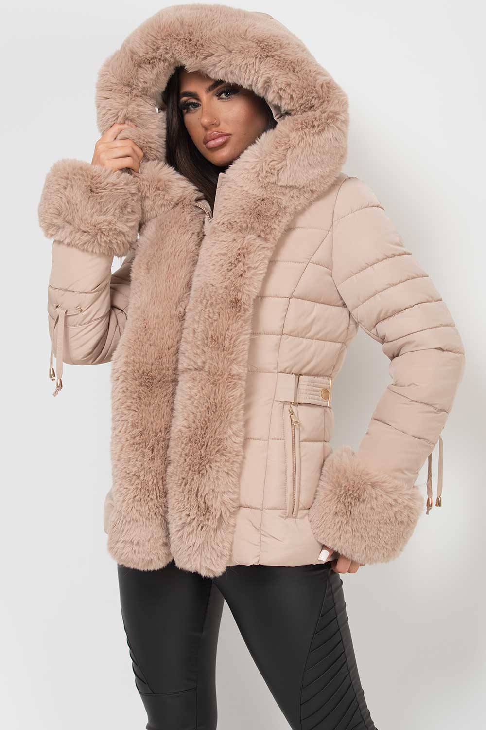 beige puffer jacket
