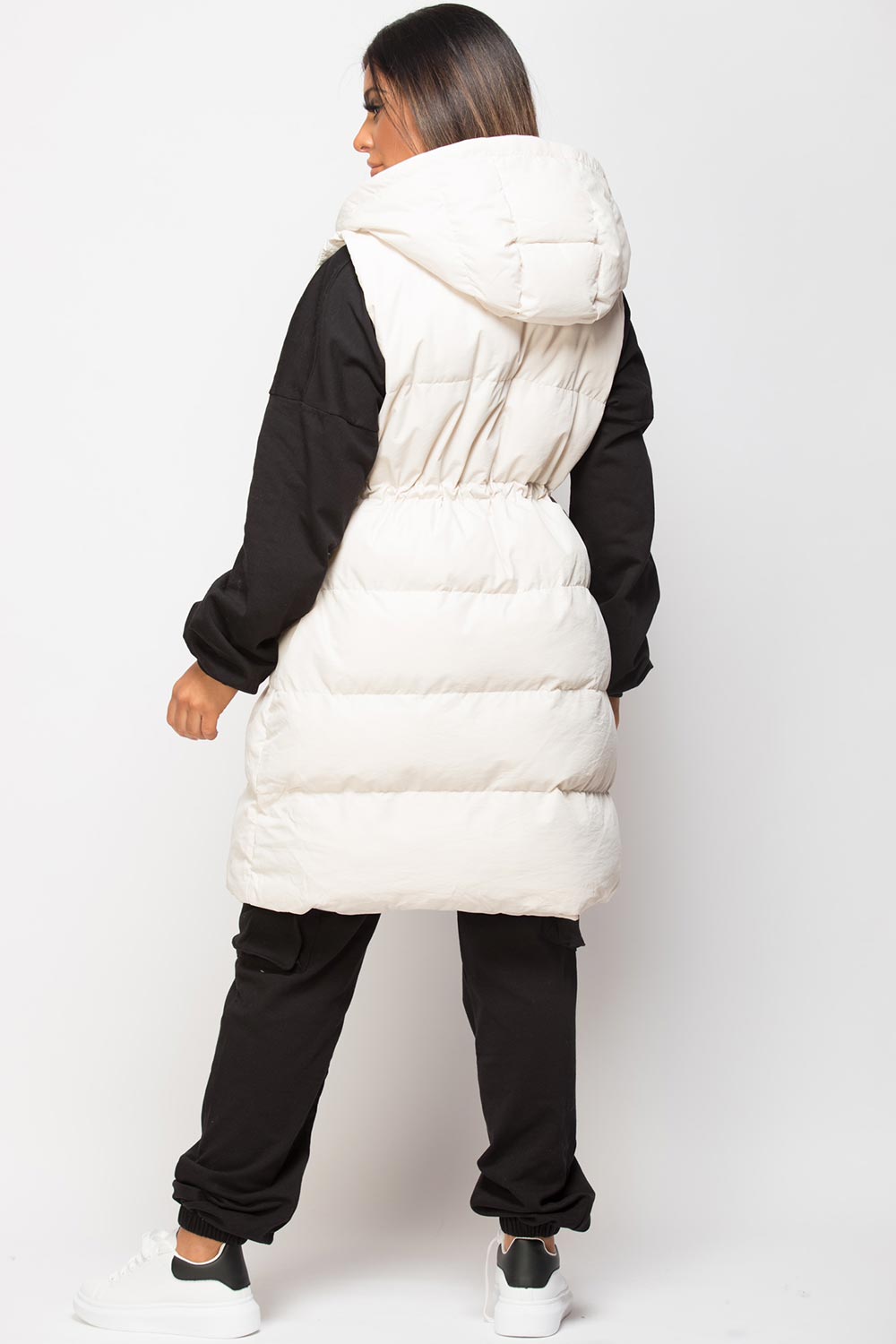 padded gilet beige uk