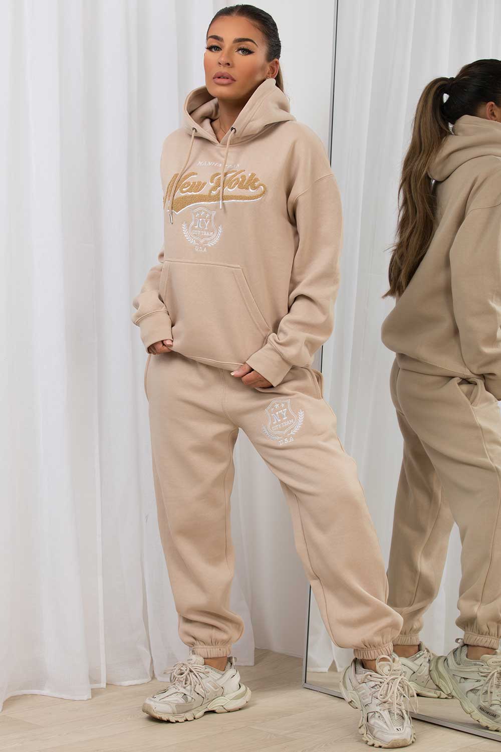 womens lounge set with new york slogan