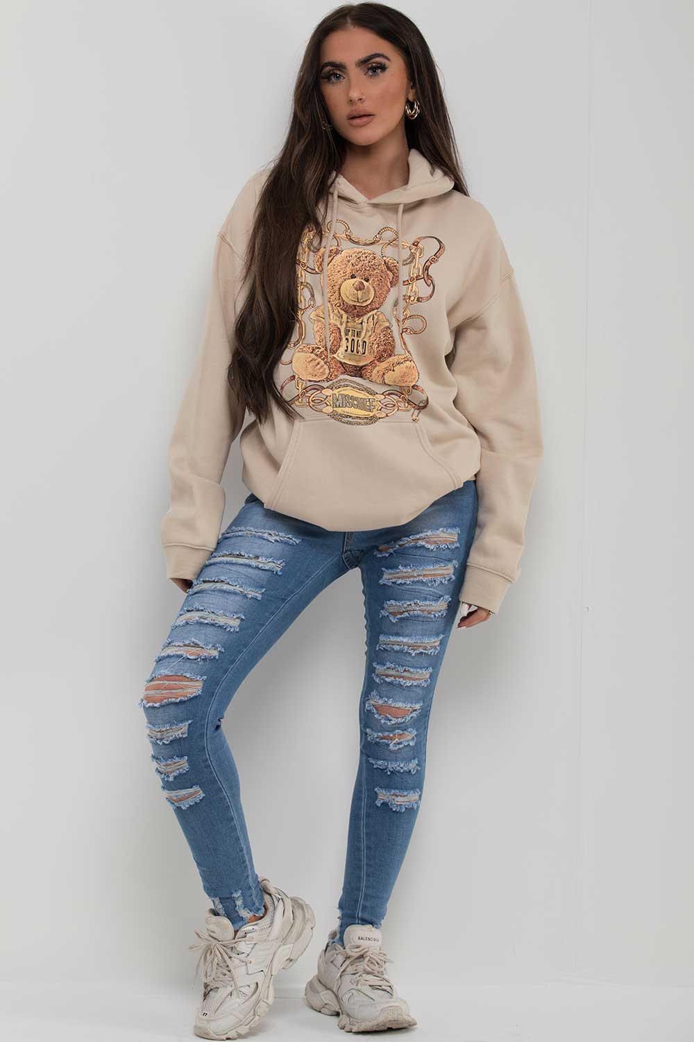mischief teddy bear oversized hoodie
