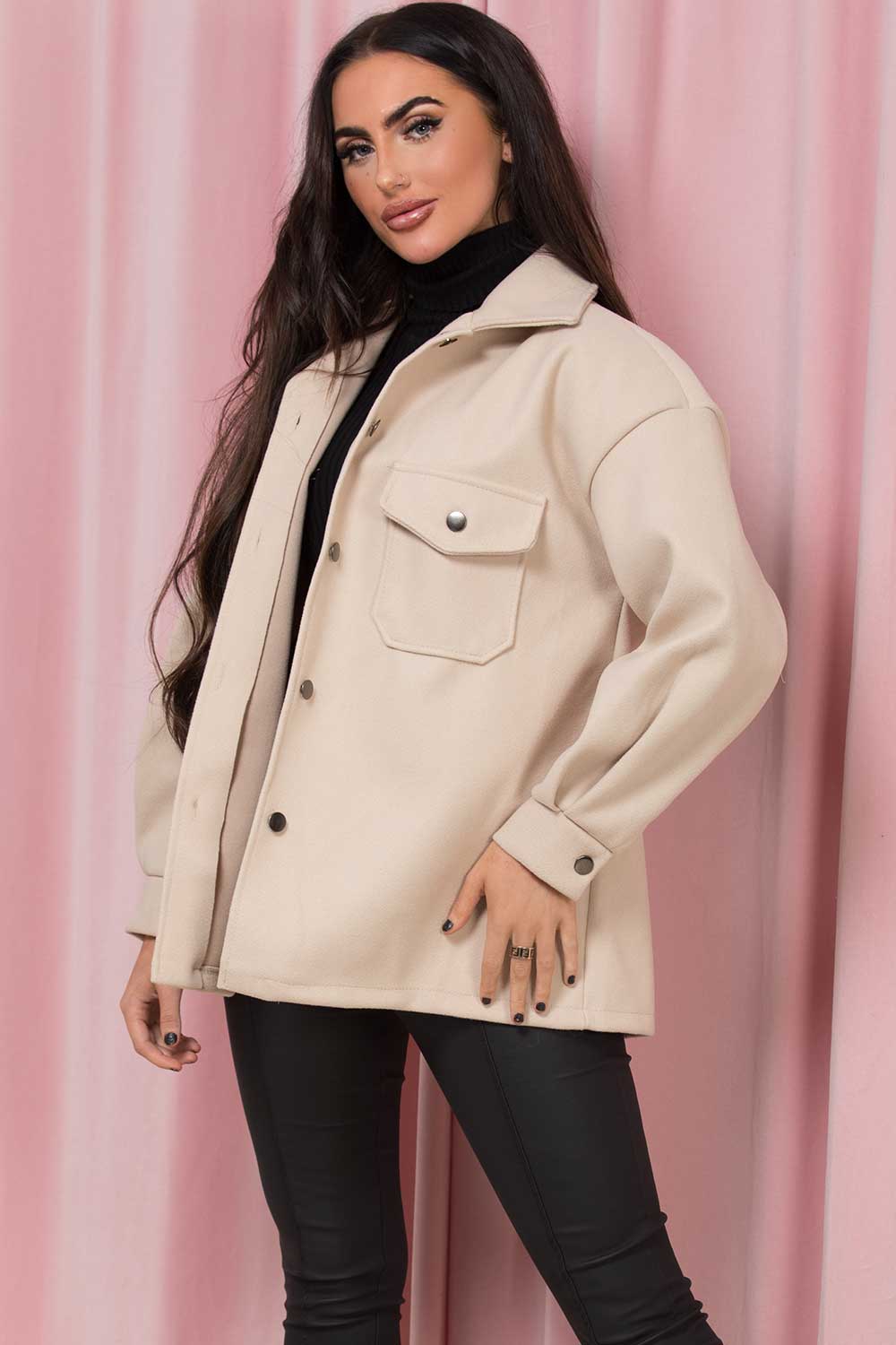 ladies shacket beige