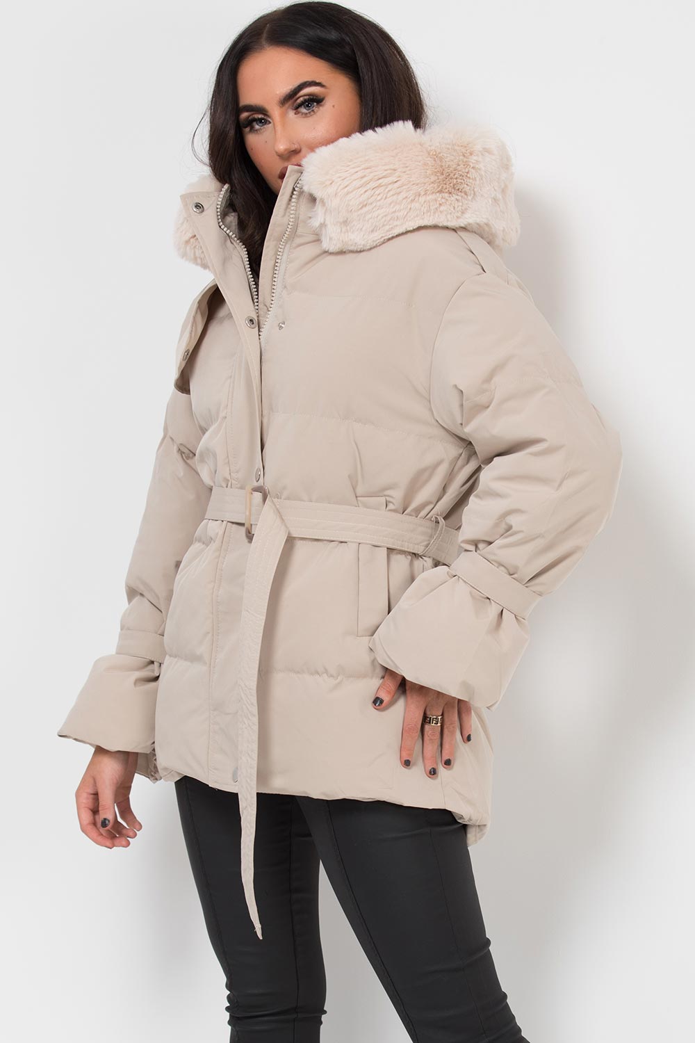 beige puffer jacket womens