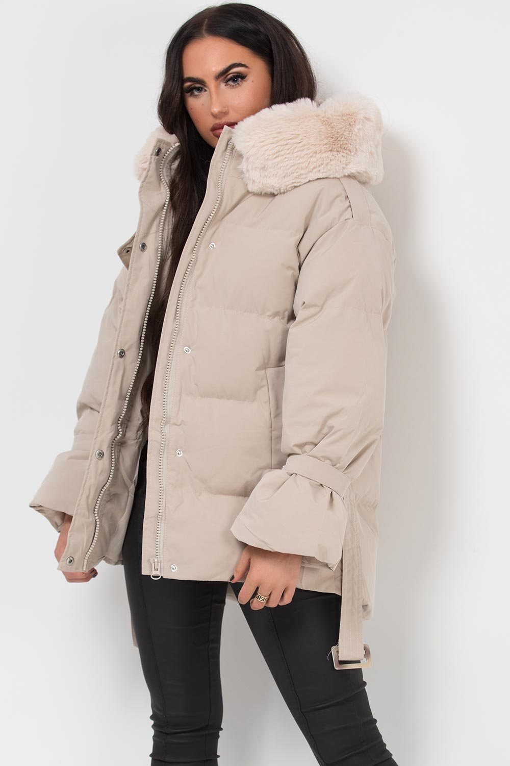 womens beige puffer coat